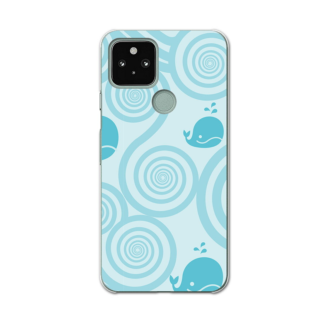 Google Pixel 5 専用ケース ハードケース softbank ソフトバンク igcase スマホカバー カバー ケース 003931 チェック・ボーダー くじら　動物　水色
