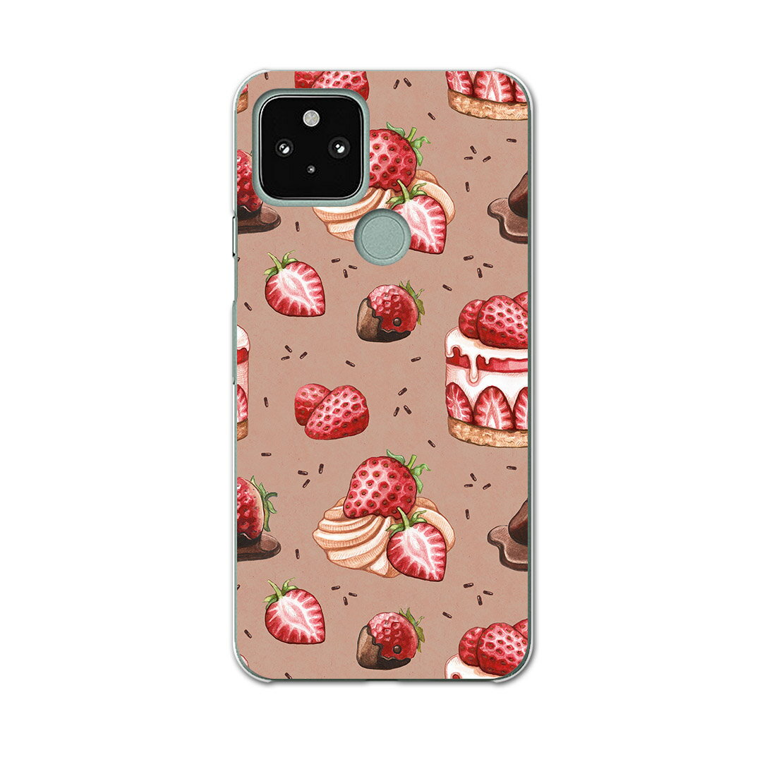 Google Pixel 5 専用ケース ハードケース softbank ソフトバンク igcase スマホカバー カバー ケース 005544 ユニーク ケーキ 苺 イラスト