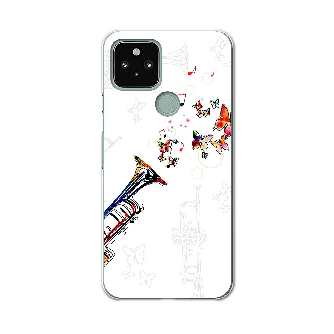 Google Pixel 5 専用ケース ハードケース softbank ソフトバンク igcase スマホカバー カバー ケース 008001 ユニーク カラフル　蝶　ラッパ　楽器