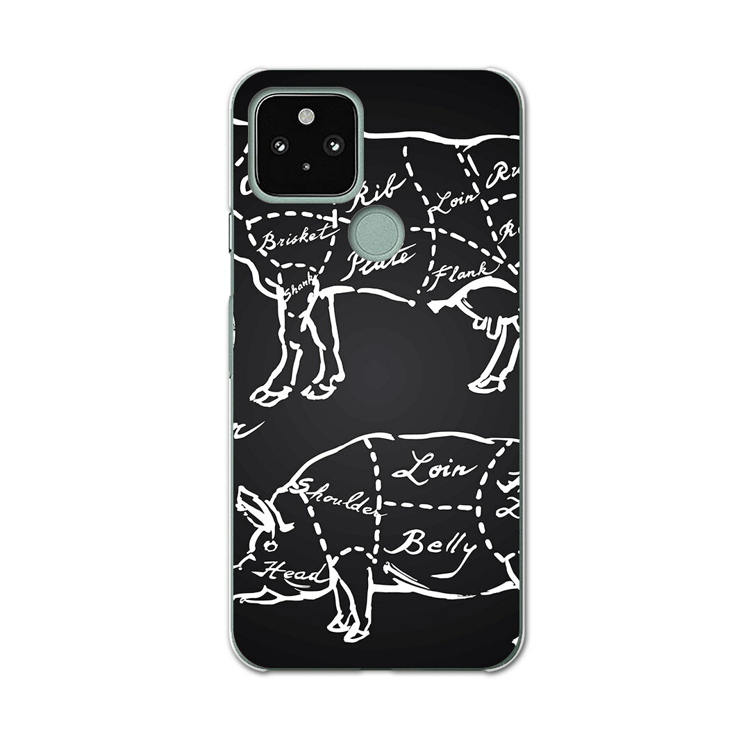 Rakuten - Google Pixel 5 専用ケース ハードケース softbank ソフトバンク igcase スマホカバー カバー ケース 008358 アニマル 白黒　牛　豚　肉　イラスト