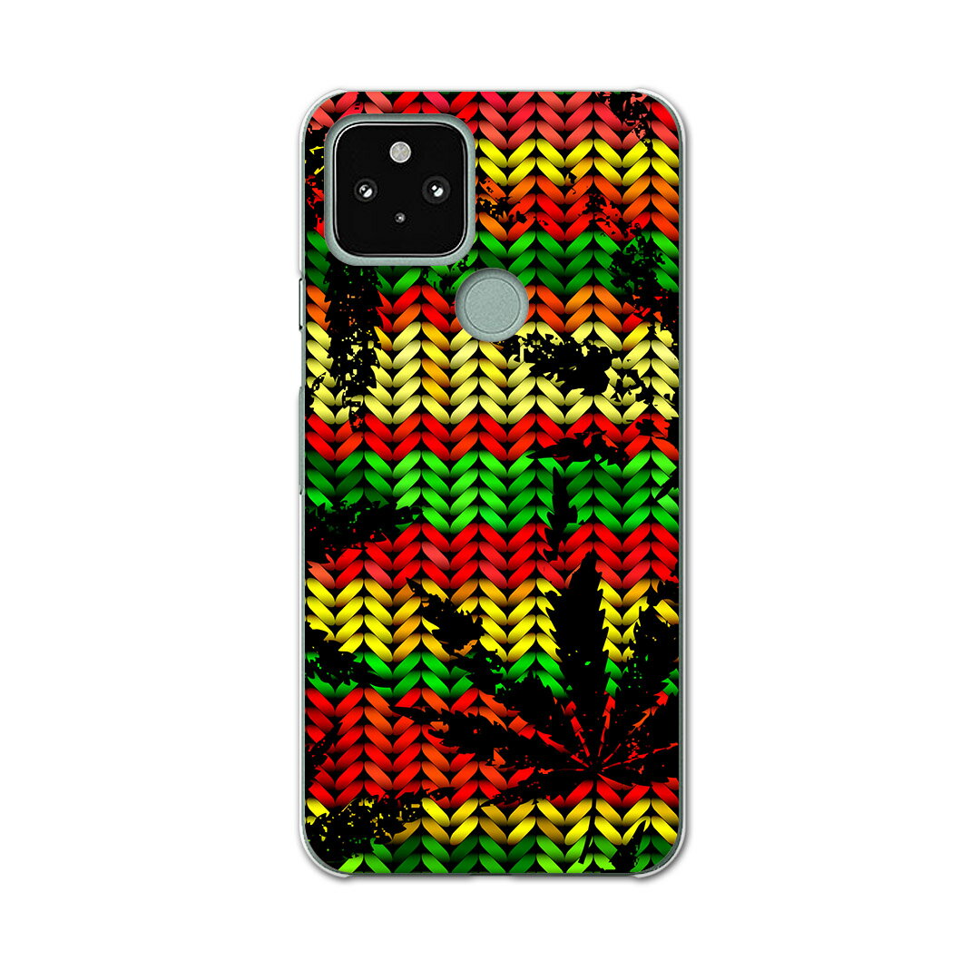 Google Pixel 5 専用ケース ハードケース softbank ソフトバンク igcase スマホカバー カバー ケース 011750 レゲエ　カラフル　植物