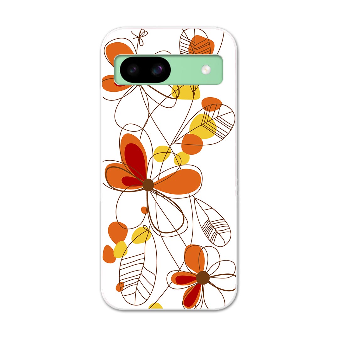 Pixel 8a 用ハード ケース ピクセル8a pixel8a 対応 ケース カバー ハードケース 001878 花　　オレンジ