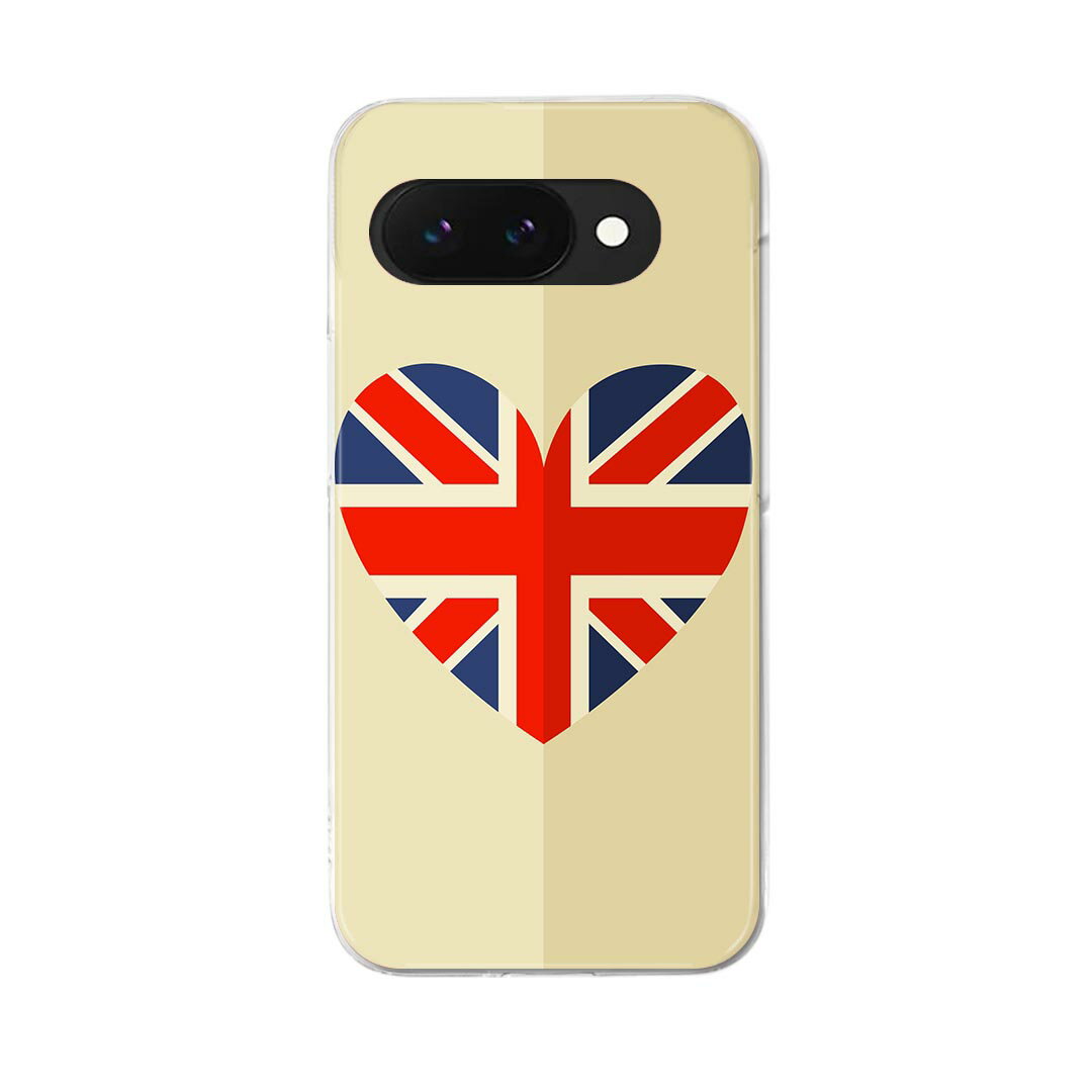 Google Pixel 9a 用 ケース 6.3インチ ハードケース pixel 9a 対応 ケース カバー 012685 ハート　イギリス　ユニオンジャック