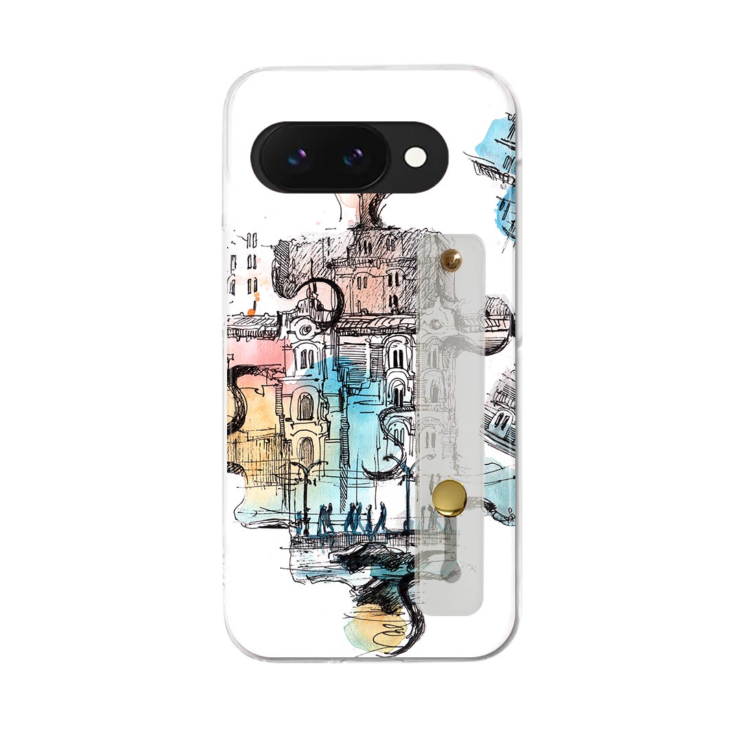 【送料無料】Google Pixel 9a 用 ハードケース スマホ ベルト付 スマホバンド 落下防止 シリコン スタンド機能付 スリム 背面 片手持ち カバー 携帯リング フィンガーリング 角度調整