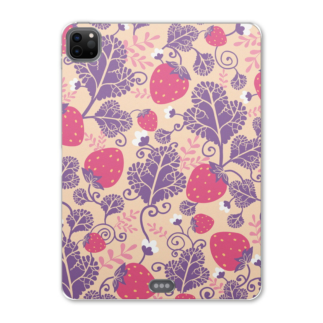 iPad Pro 11 第2世代 2020年版 用 ケース ソフト TPUケース A2228 A2068 A2230 対応 タブレットケース タブレットカバー 000243 フラワー 苺 いちご 赤 果物