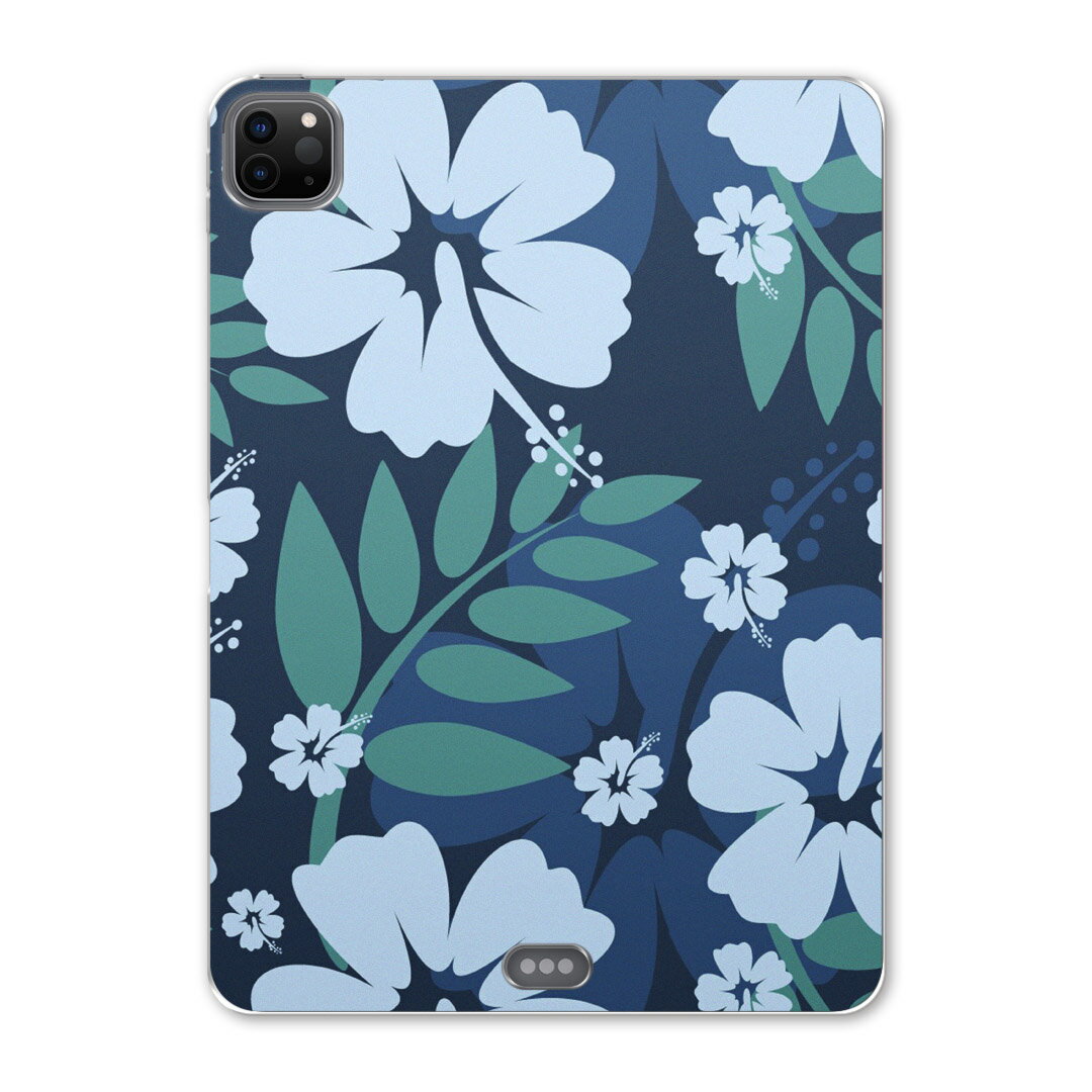 iPad Pro 11 第2世代 2020年版 用 ケース ソフト TPUケース A2228 A2068 A2230 対応 タブレットケース タブレットカバー 000377 フラワー 花　ハイビスカス　青