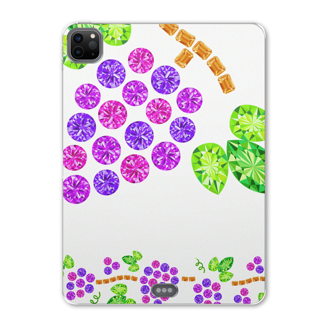 iPad Pro 11 第2世代 2020年版 用 ケース ソフト TPUケース A2228 A2068 A2230 対応 タブレットケース タブレットカバー 005197 フラワー ぶどう 宝石 イラスト