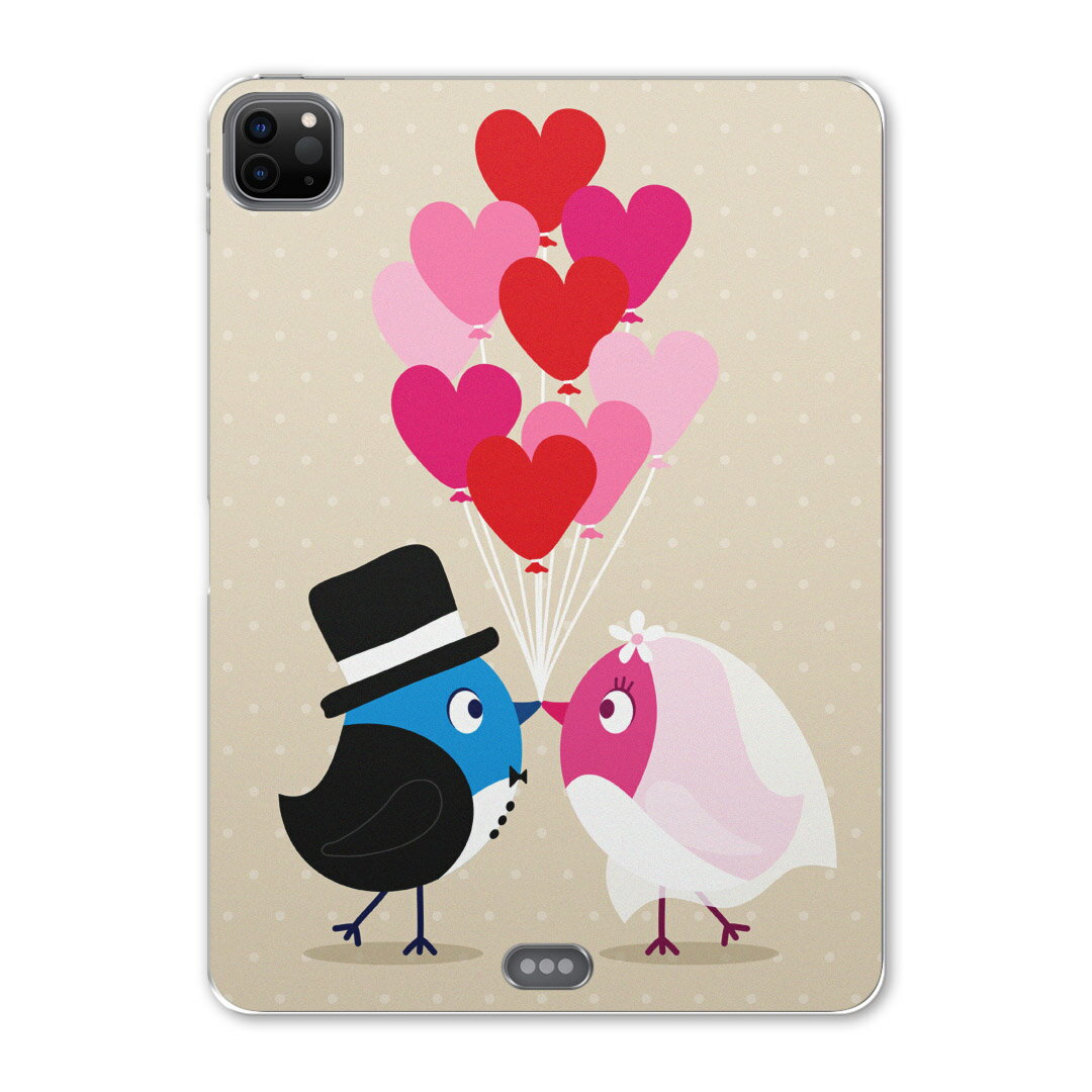 iPad Pro 11 第2世代 2020年版 用 ケース ソフト TPUケース A2228 A2068 A2230 対応 タブレットケース タブレットカバー 005318 ラブリー 結婚 鳥 ハート