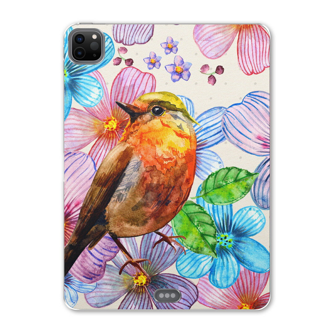 iPad Pro 11 第2世代 2020年版 用 ケース ソフト TPUケース A2228 A2068 A2230 対応 タブレットケース タブレットカバー 007972 フラワー 花　フラワー　水彩　鳥　カラフル