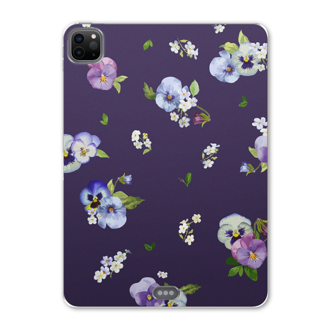 iPad Pro 11 第2世代 2020年版 用 ケース ソフト TPUケース A2228 A2068 A2230 対応 タブレットケース タブレットカバー 010259 フラワー　花　紫