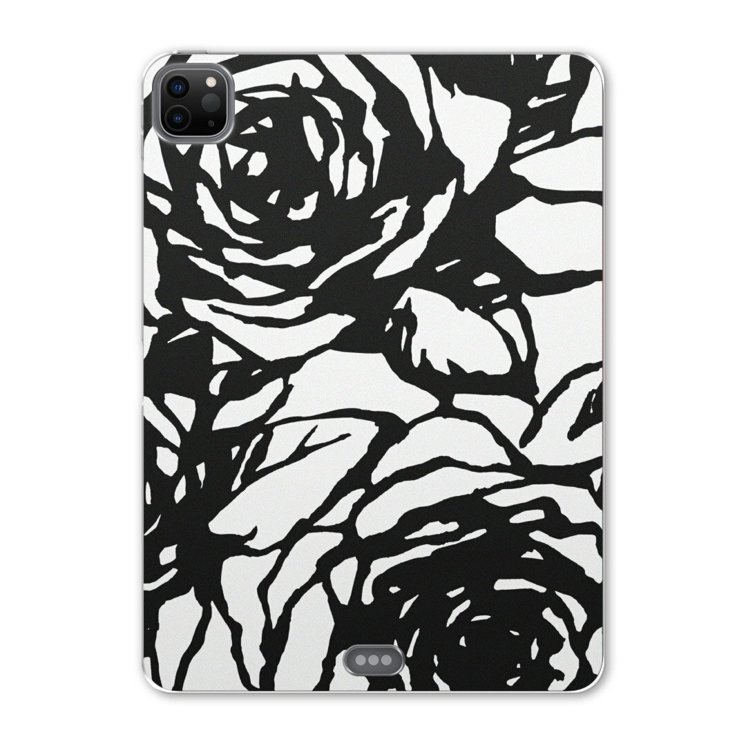 iPad Pro 11 第2世代 2020年版 用 ケース ソフト TPUケース A2228 A2068 A2230 対応 タブレットケース タブレットカバー 010286 フラワー　花　白　黒