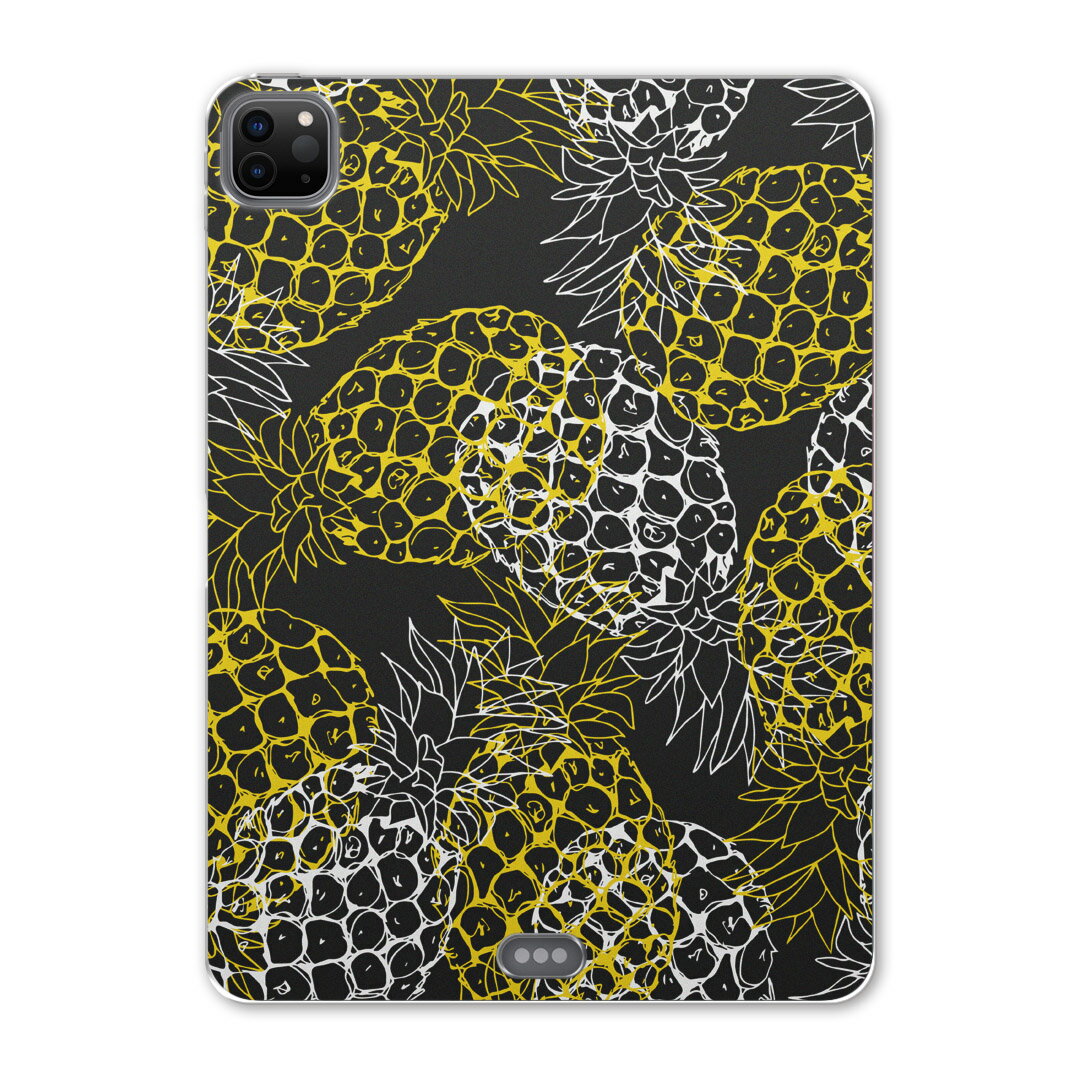 iPad Pro 11 第2世代 2020年版 用 ケース ソフト TPUケース A2228 A2068 A2230 対応 タブレットケース タブレットカバー 010554 パイナップル　黒　果物