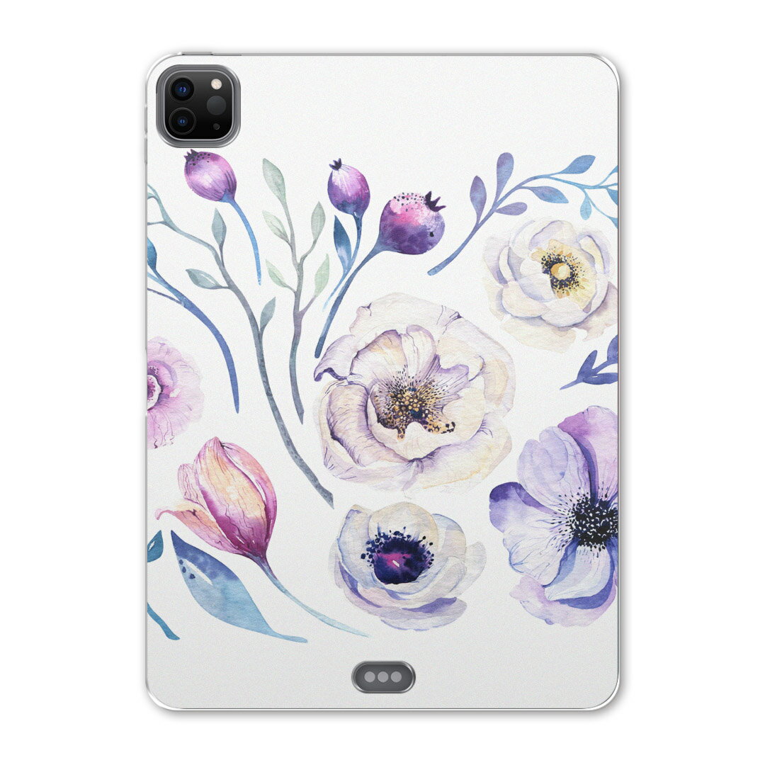 iPad Pro 11 第2世代 2020年版 用 ケース ソフト TPUケース A2228 A2068 A2230 対応 タブレットケース タブレットカバー 014580 花　フラワー　紫