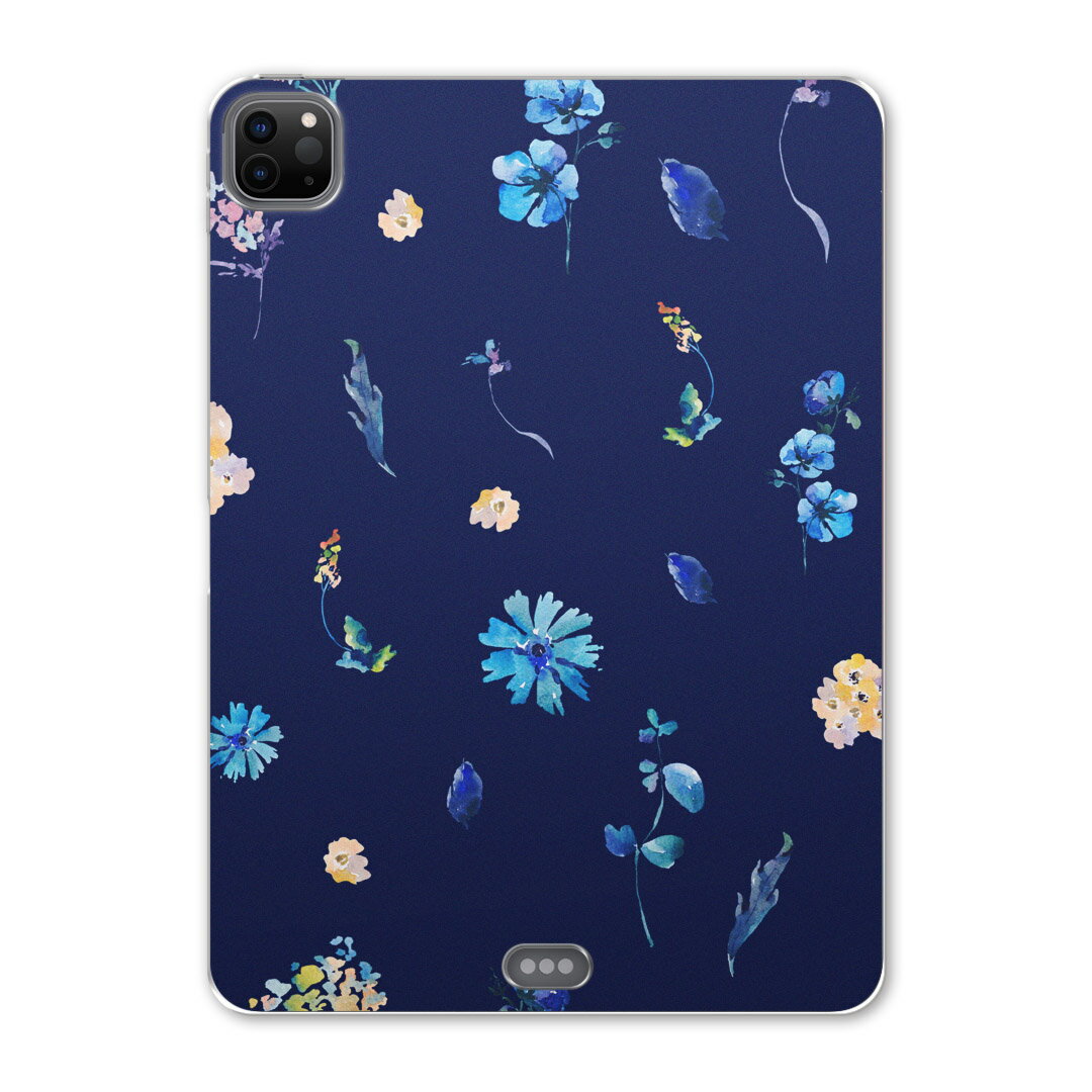 iPad Pro 11 第2世代 2020年版 用 ケース ソフト TPUケース A2228 A2068 A2230 対応 タブレットケース タブレットカバー 014675 花　フラワー　紺