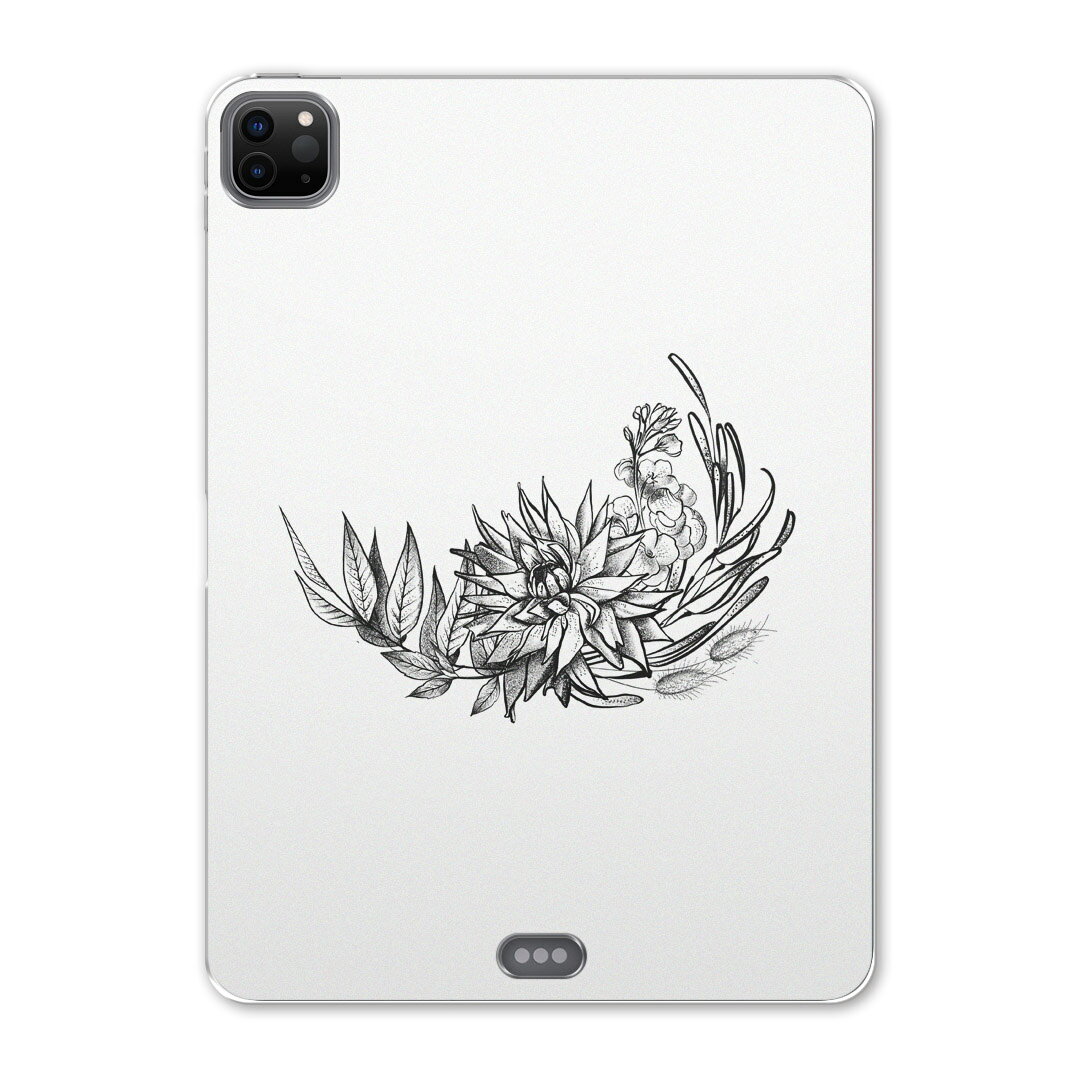 iPad Pro 11 第2世代 2020年版 用 ケース ソフト TPUケース A2228 A2068 A2230 対応 タブレットケース タブレットカバー 019564 フォント flower モノクロ 花