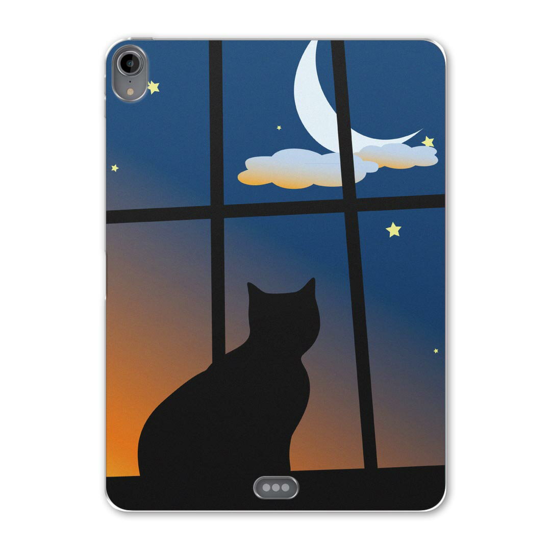 iPad Pro 11inch 第1世代 2018年 アイパッドプロ 11インチ タブレットケース タブレットカバー TPU ソフトケース A1980 A2013 A1934 A1979 001048 猫 三日月