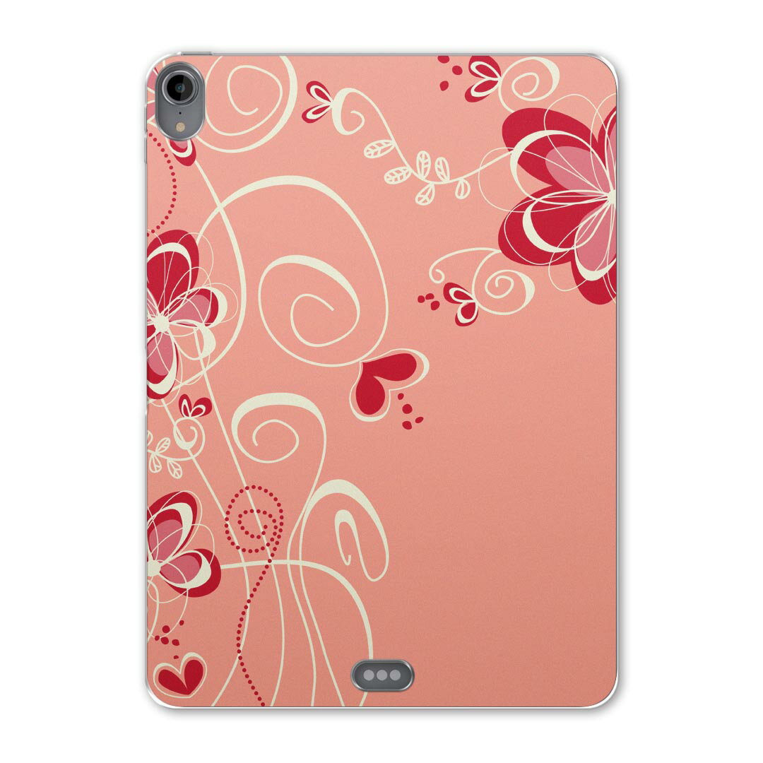 iPad Pro 12.9 第3世代 2019年版 用 ケース ソフト TPUケース A1876 A2014 A1895 対応 タブレットケース タブレットカバー 005011 フラワー 花　ガーリー　赤