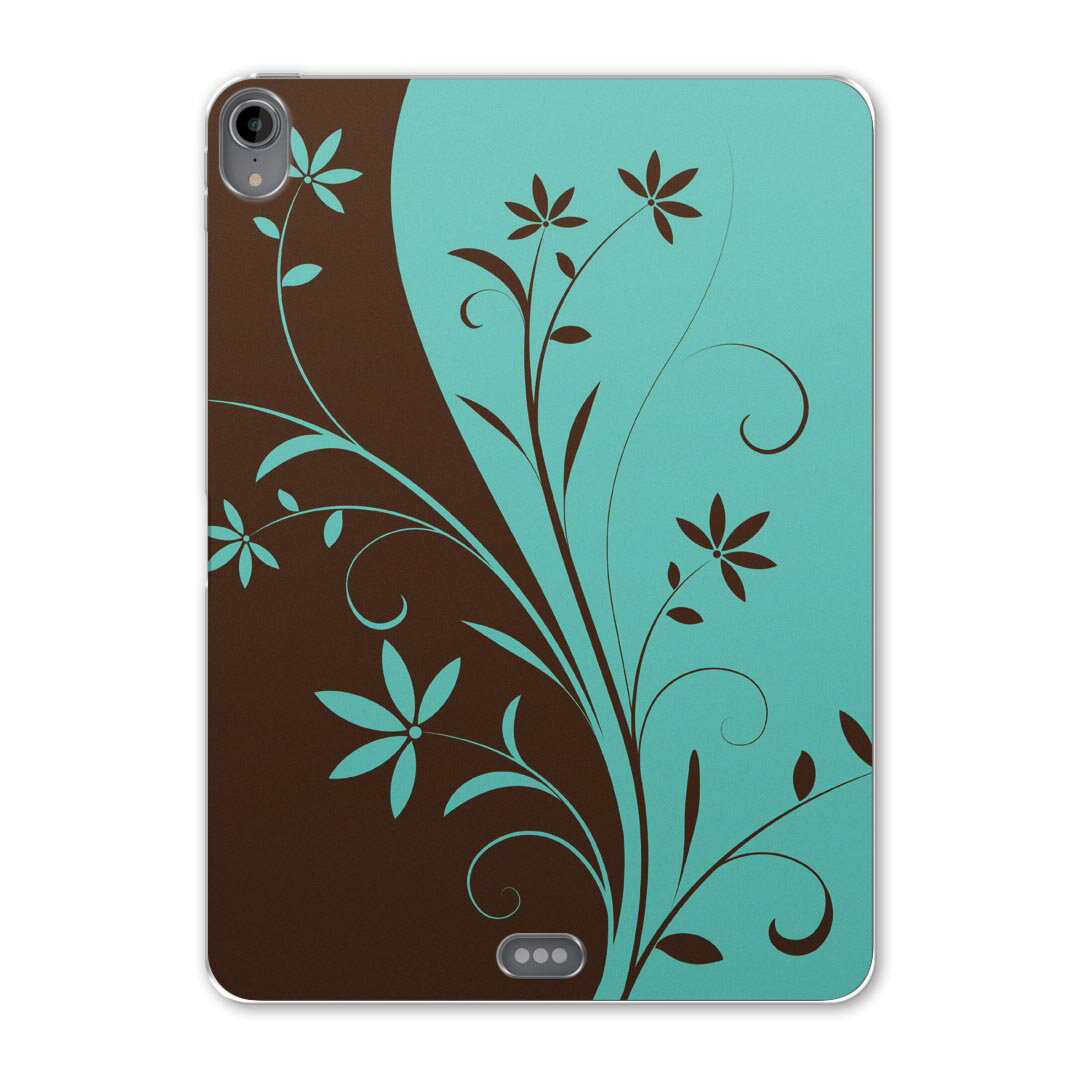 iPad Pro 12.9 第3世代 2019年版 用 ケース ソフト TPUケース A1876 A2014 A1895 対応 タブレットケース タブレットカバー 007736 フラワー 花　フラワー　水色　ブラウン