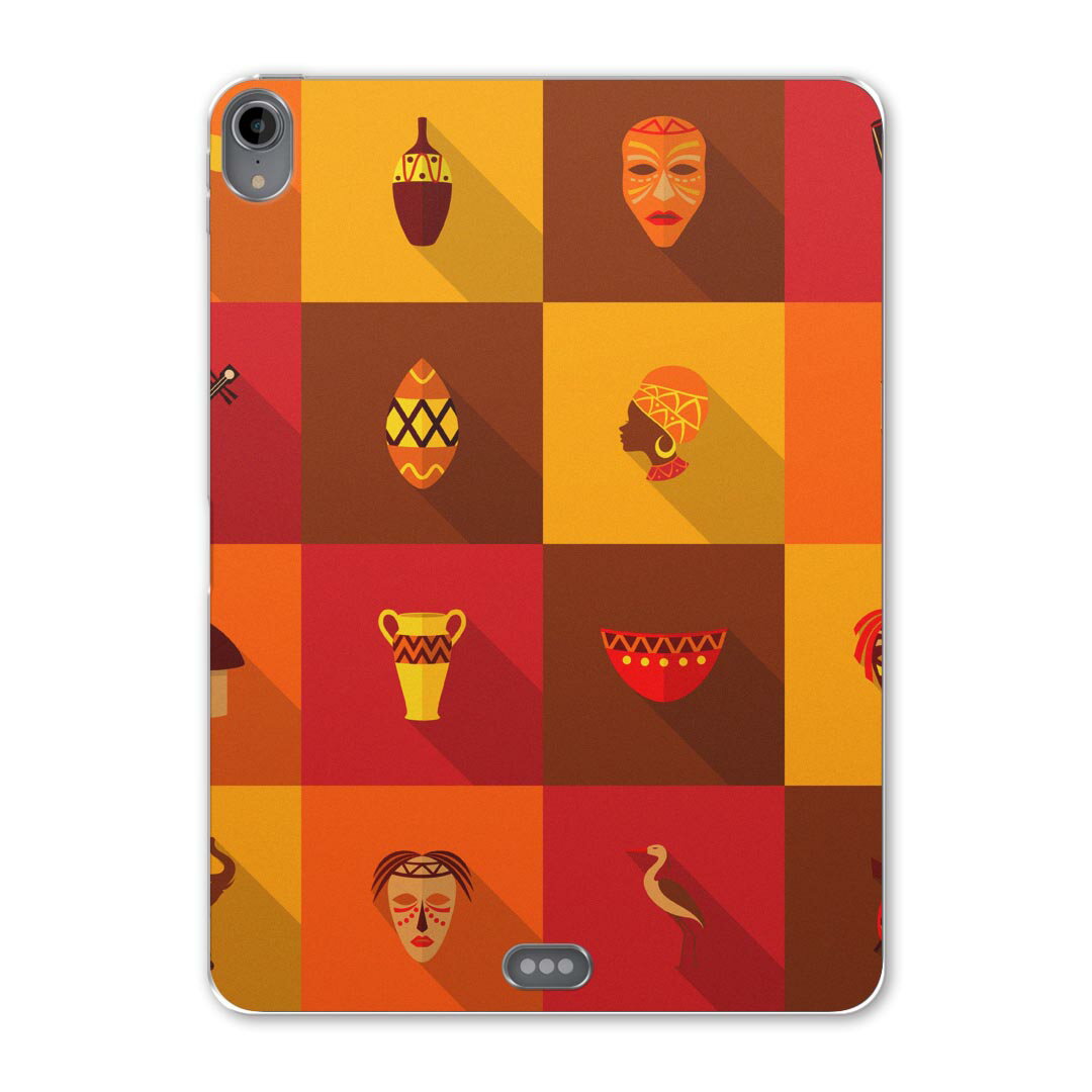 iPad Pro 12.9 第3世代 2019年版 用 ケース ソフト TPUケース A1876 A2014 A1895 対応 タブレットケース タブレットカバー 008551 ユニーク 赤　レッド　民族　アイコン　模様