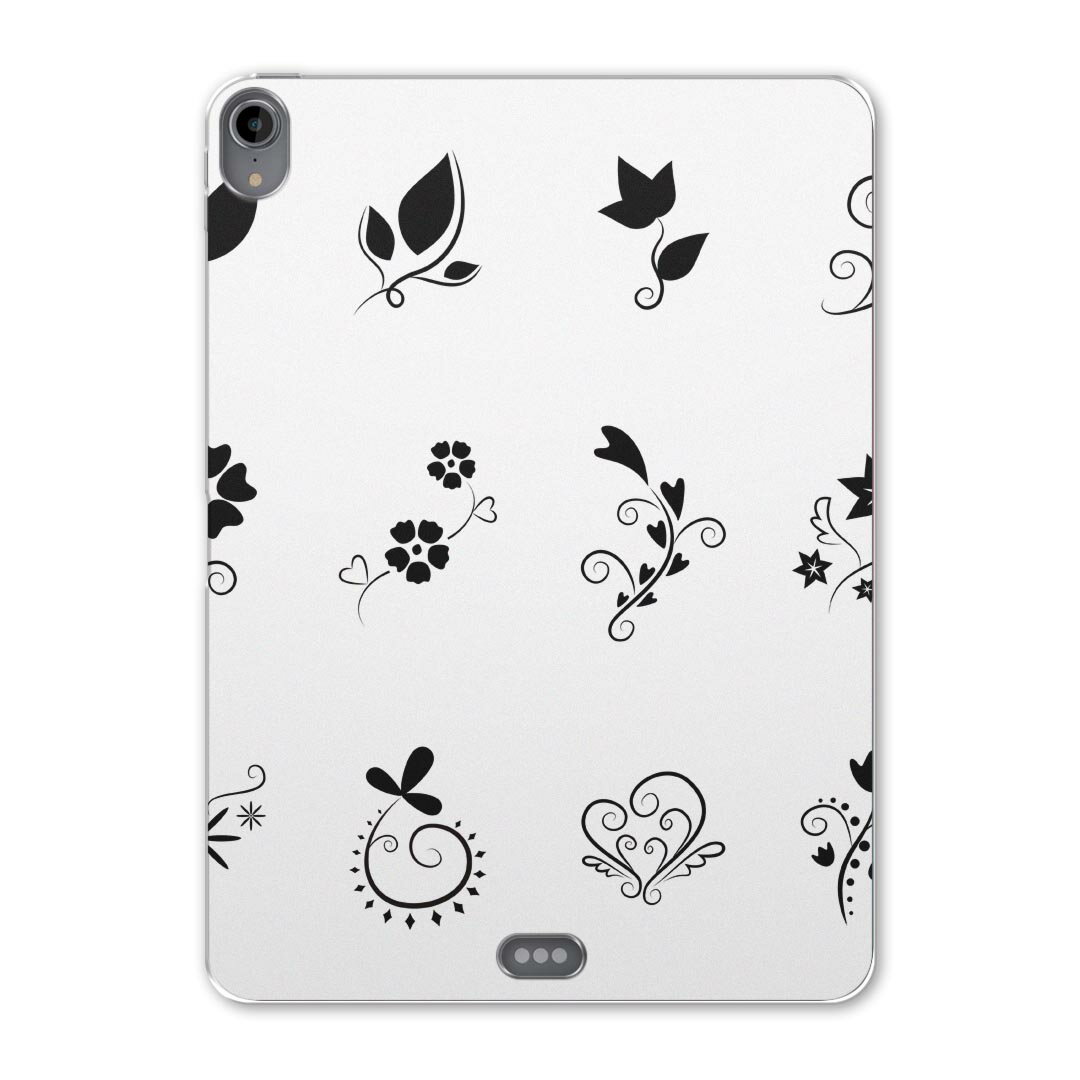 iPad Pro 12.9 第3世代 2019年版 用 ケース ソフト TPUケース A1876 A2014 A1895 対応 タブレットケース タブレットカバー 009576 フラワー　白　黒