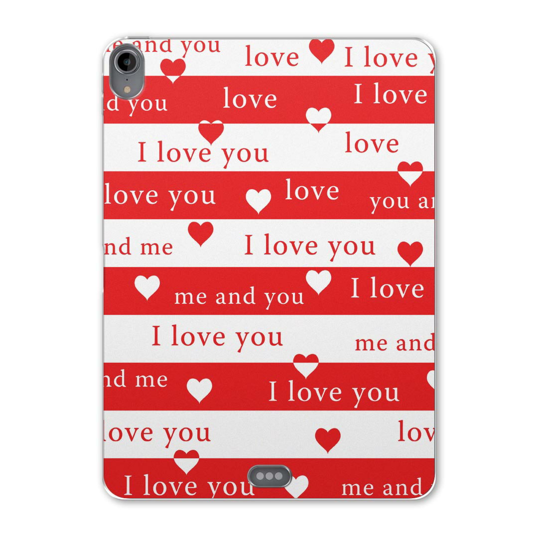 iPad Pro 12.9 第3世代 2019年版 用 ケース ソフト TPUケース A1876 A2014 A1895 対応 タブレットケース タブレットカバー 011824 ボーダー　LOVE　ハート