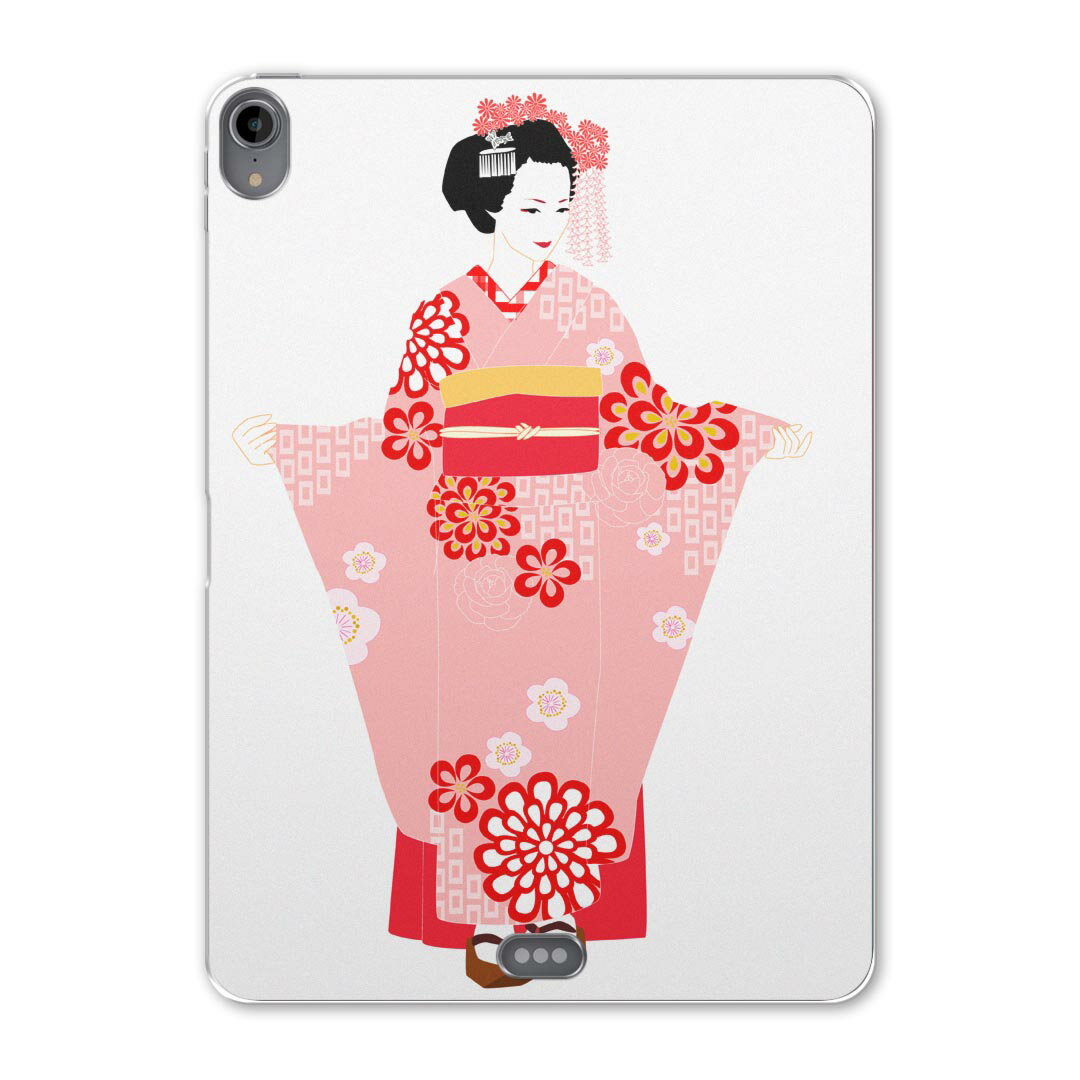 iPad Pro 12.9 第3世代 2019年版 用 ケース ソフト TPUケース A1876 A2014 A1895 対応 タブレットケース タブレットカバー 014444 着物 舞妓 花