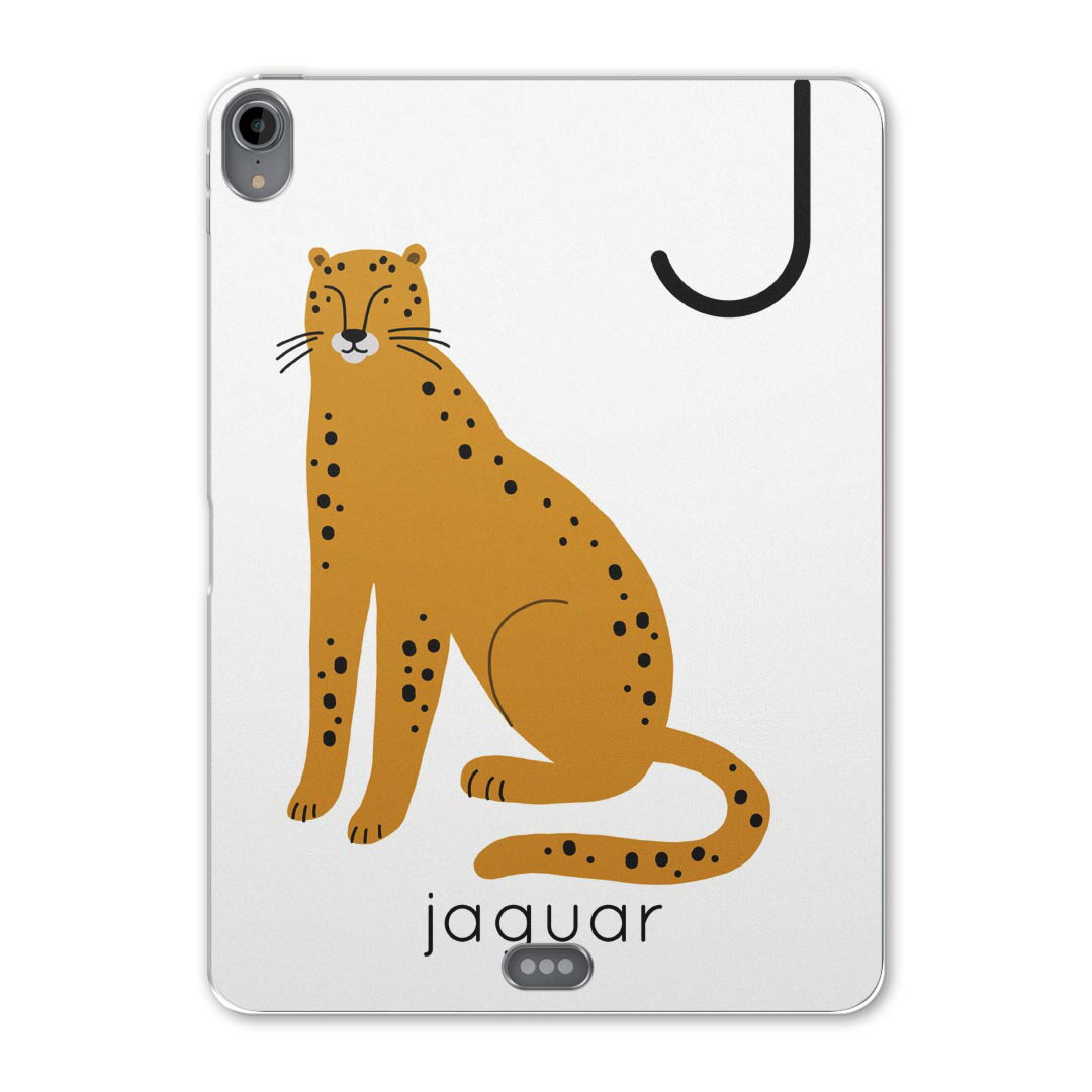 iPad Pro 12.9 第3世代 2019年版 用 ケース ソフト TPUケース A1876 A2014 A1895 対応 タブレットケース タブレットカバー 019942 動物 アルファベット J jaguar ジャガー