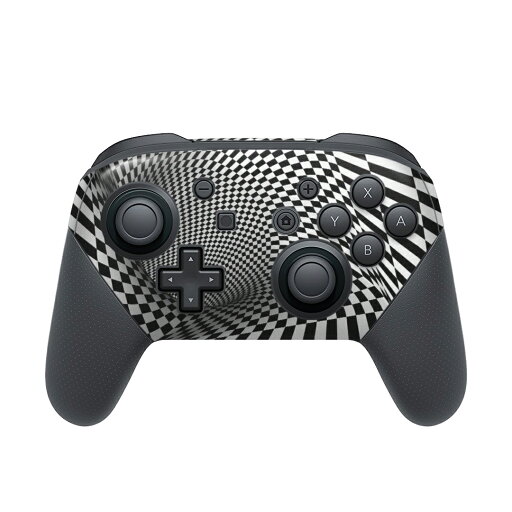 Nintendo Switch 用 PROコントローラ 専用 ニンテンドー スイッチ プロコン 専用 デザインスキンシール 全面セット カバー ケース 保護 フィルム ステッカー デコ アクセサリー 000824 チェッカー柄 白黒