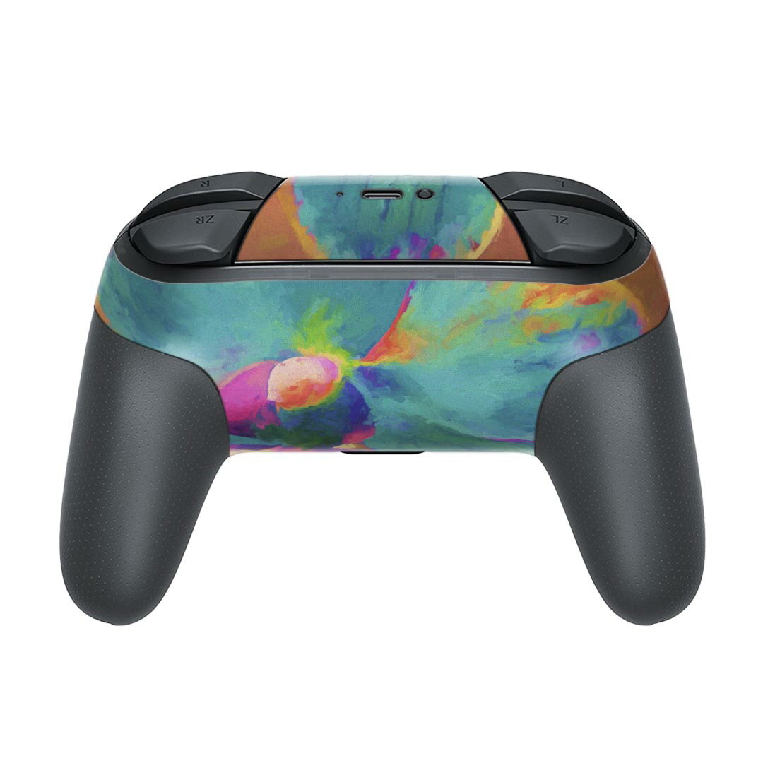 Nintendo Switch 用 PROコントローラ 専用 ニンテンドー スイッチ プロコン 専用 デザインスキンシール 全面セット カバー ケース 保護 フィルム ステッカー デコ アクセサリー 022899 花　カラフル　絵画　ペイント