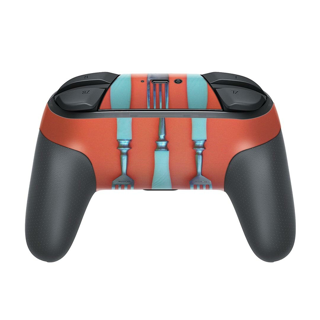 Nintendo Switch 用 PROコントローラ 専用 ニンテンドー スイッチ プロコン 専用 デザインスキンシール 全面セット カバー ケース 保護 フィルム ステッカー デコ アクセサリー 022926 写真　食器　フォーク