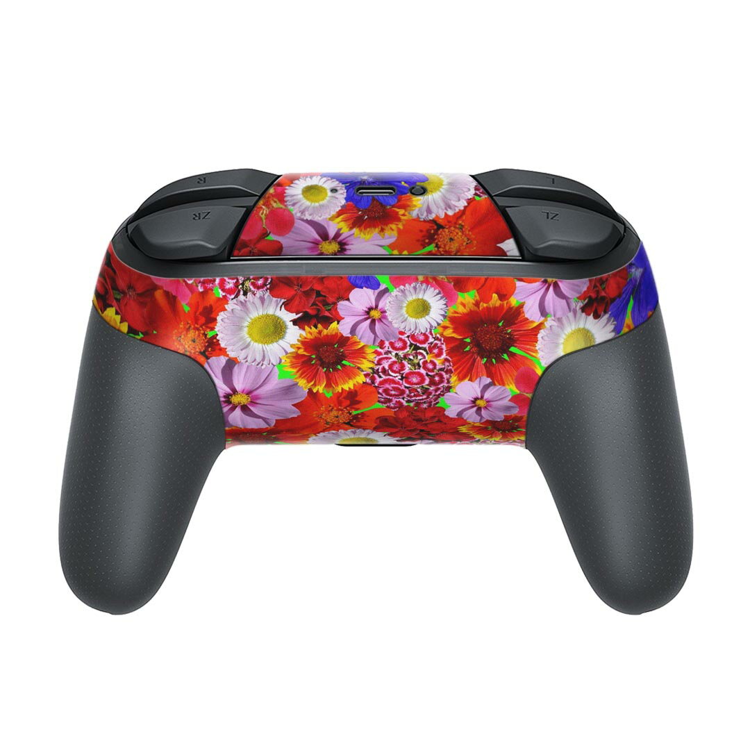 Nintendo Switch 用 PROコントローラ 専用 ニンテンドー スイッチ プロコン 専用 デザインスキンシール 全面セット カバー ケース 保護 フィルム ステッカー デコ アクセサリー 023295 花　フラワー