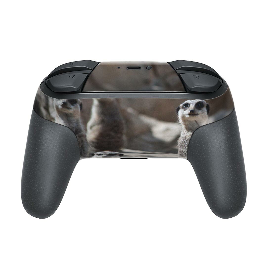 Nintendo Switch 用 PROコントローラ 専用 ニンテンドー スイッチ プロコン 専用 デザインスキンシール 全面セット カバー ケース 保護 フィルム ステッカー デコ アクセサリー 023560 ミーアキャット　動物　写真