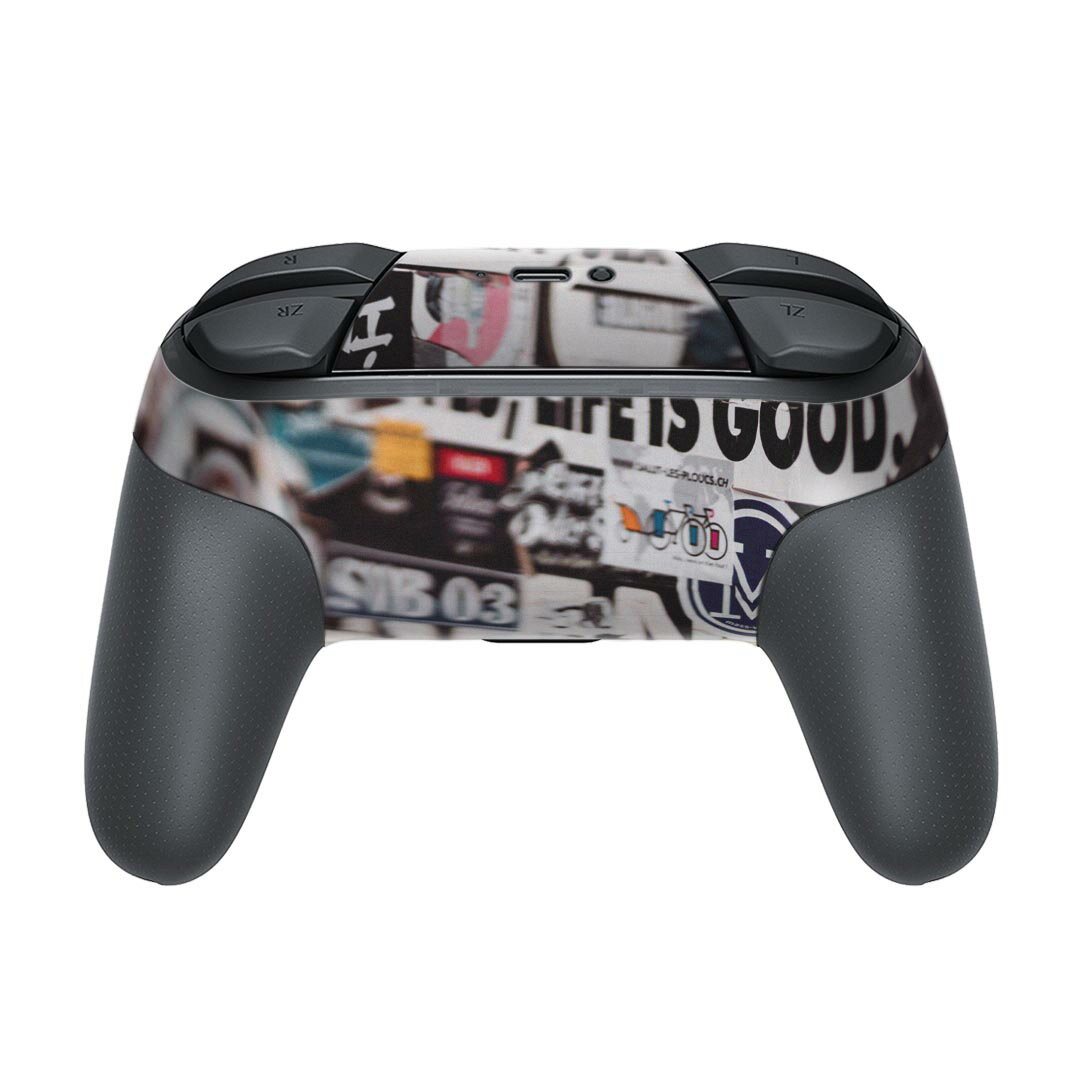 Nintendo Switch 用 PROコントローラ 専用 ニンテンドー スイッチ プロコン 専用 デザインスキンシール 全面セット カバー ケース 保護 フィルム ステッカー デコ アクセサリー 023697 英字　文字