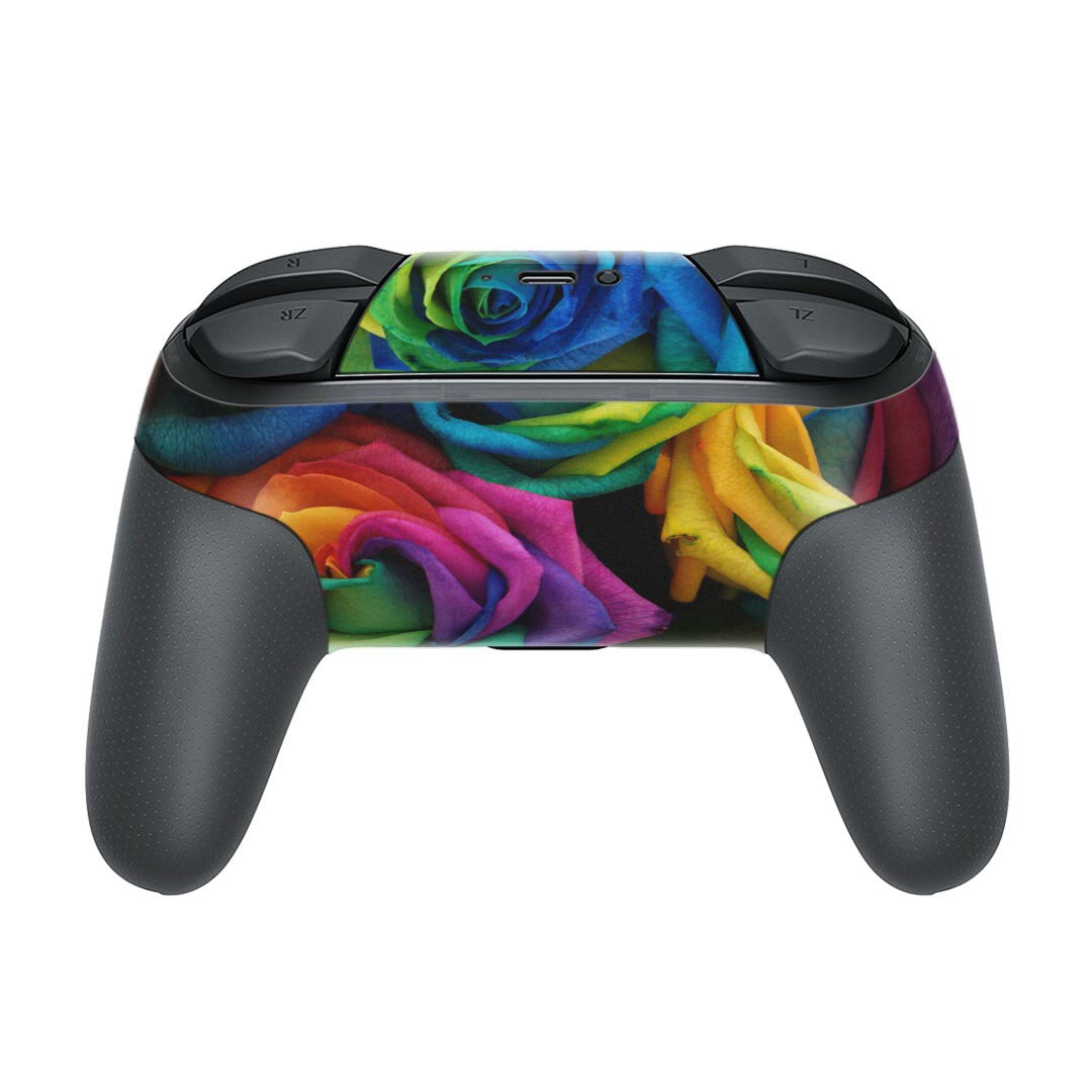 Nintendo Switch 用 PROコントローラ 専用 ニンテンドー スイッチ プロコン 専用 デザインスキンシール 全面セット カバー ケース 保護 フィルム ステッカー デコ アクセサリー 023739 花　フラワー　バラ