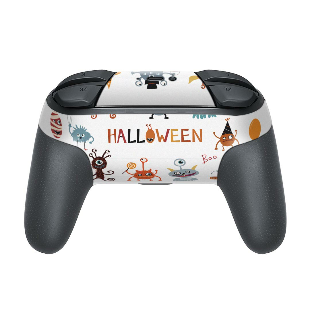 Nintendo Switch 用 PROコントローラ 専用 ニンテンドー スイッチ プロコン 専用 デザインスキンシール 全面セット カバー ケース 保護 フィルム ステッカー デコ アクセサリー 026116 ハロウィン おばけ カラフル　Halloween