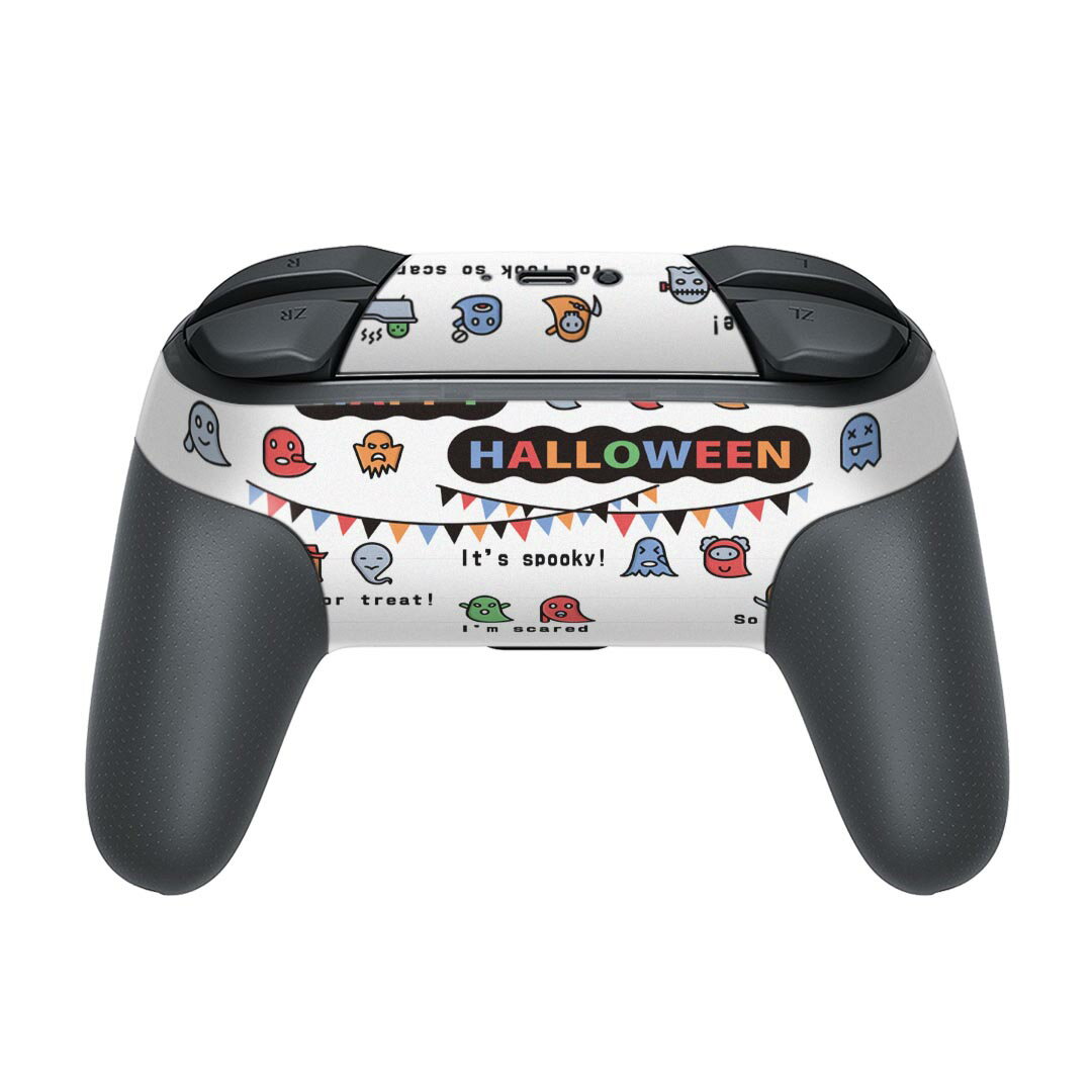 Nintendo Switch 用 PROコントローラ 専用 ニンテンドー スイッチ プロコン 専用 デザインスキンシール 全面セット カバー ケース 保護 フィルム ステッカー デコ アクセサリー 026118 ハロウィン おばけ カラフル