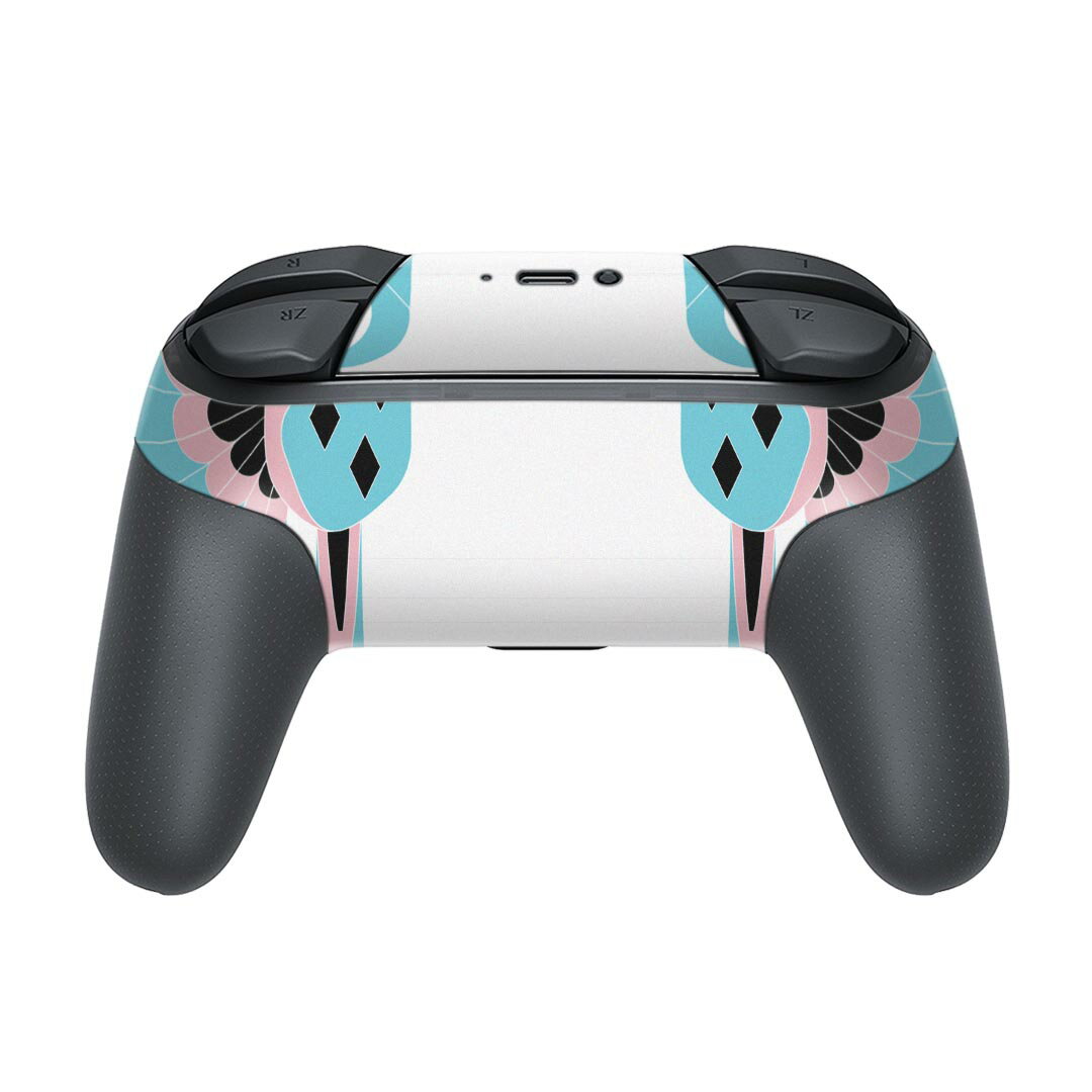 Nintendo Switch 用 PROコントローラ 専用 ニンテンドー スイッチ プロコン 専用 デザインスキンシール 全面セット カバー ケース 保護 フィルム ステッカー デコ アクセサリー 026146 動物　鳥　パステルカラー