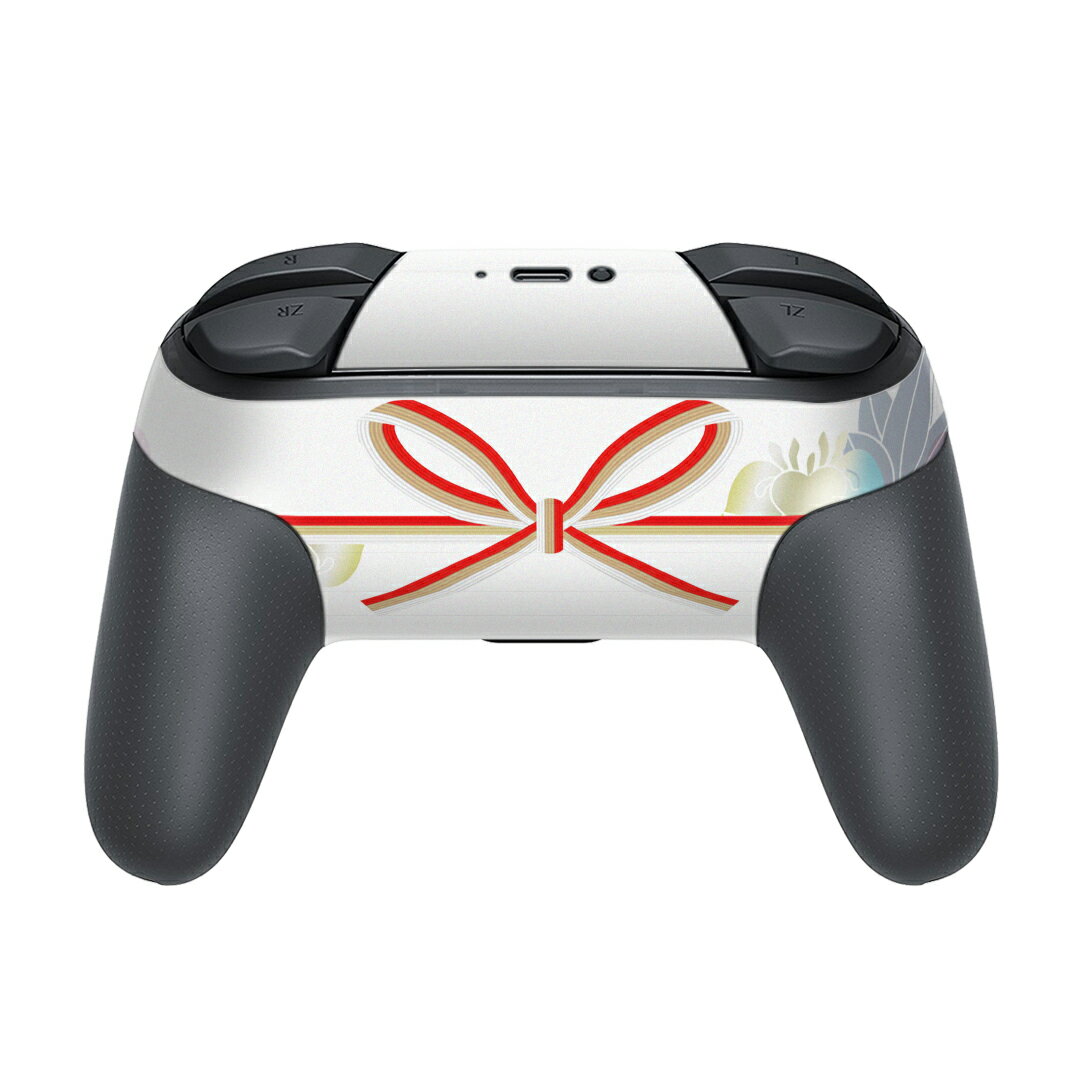 Nintendo Switch 用 PROコントローラ 専用 ニンテンドー スイッチ プロコン 専用 デザインスキンシール 全面セット カバー ケース 保護 フィルム ステッカー デコ アクセサリー 005992 花　　リボン