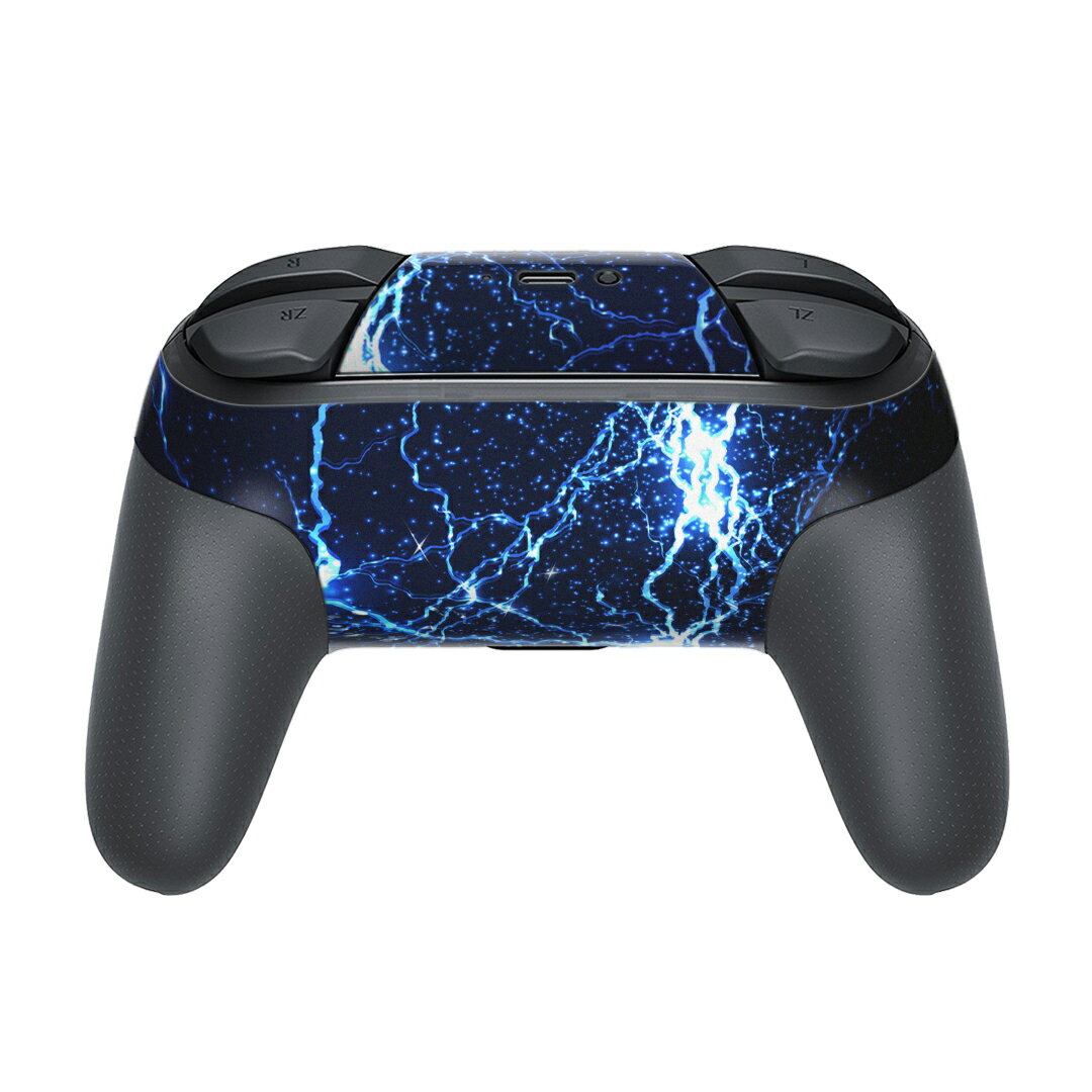 Nintendo Switch 用 PROコントローラ 専用 ニンテンドー スイッチ プロコン 専用 デザインスキンシール 全面セット カバー ケース 保護 フィルム ステッカー デコ アクセサリー 006500 雷　青　ブルー