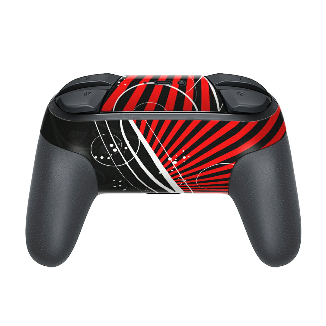 Nintendo Switch 用 PROコントローラ 専用 ニンテンドー スイッチ プロコン 専用 デザインスキンシール 全面セット カバー ケース 保護 フィルム ステッカー デコ アクセサリー 008158 ボーダー　赤　レッド　黒　ブラック