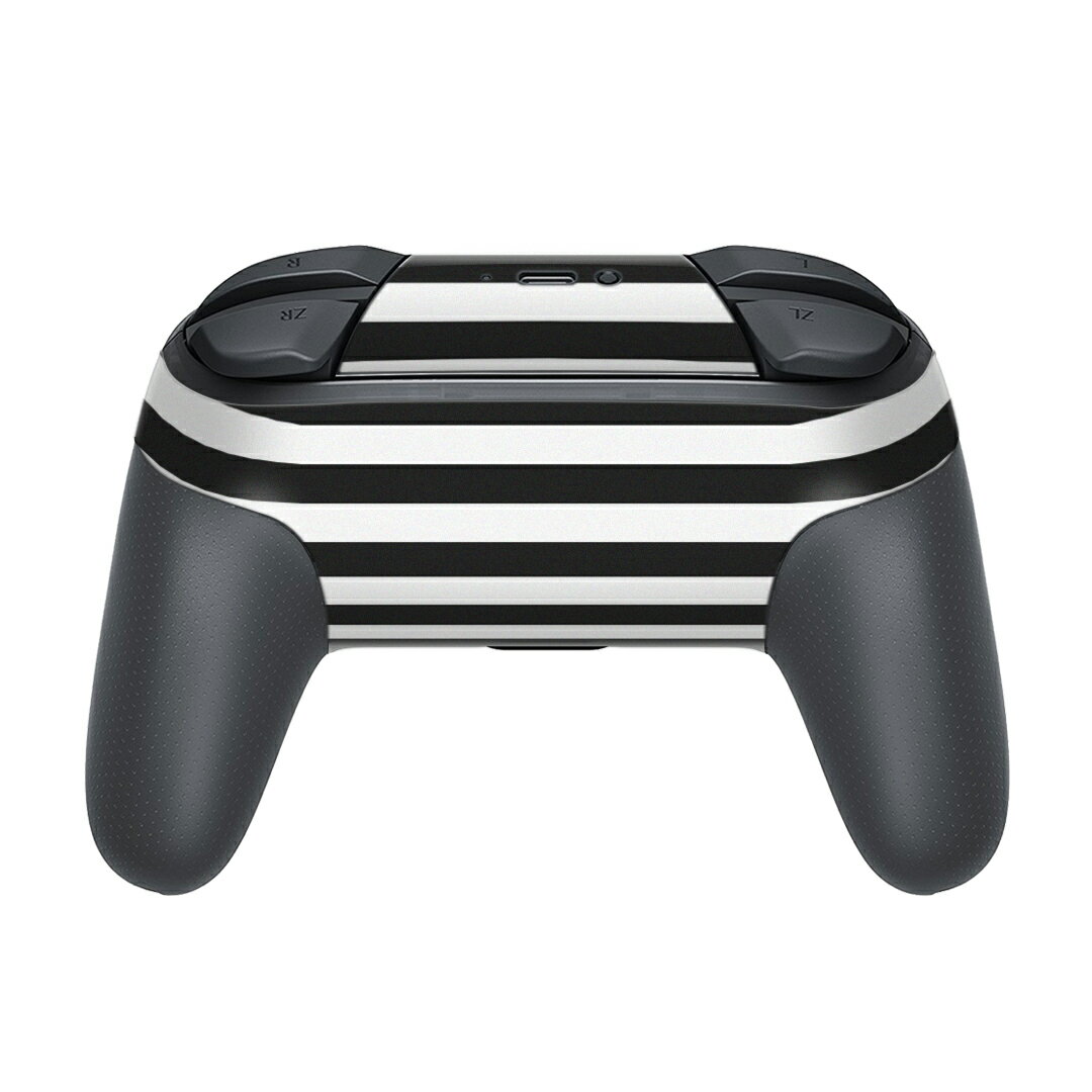 Nintendo Switch 用 PROコントローラ 専用 ニンテンドー スイッチ プロコン 専用 デザインスキンシール 全面セット カバー ケース 保護 フィルム ステッカー デコ アクセサリー 009057 シンプル　ボーダー　黒
