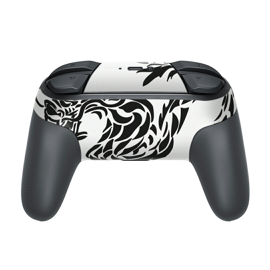 Nintendo Switch 用 PROコントローラ 専用 ニンテンドー スイッチ プロコン 専用 デザインスキンシール 全面セット カバー ケース 保護 フィルム ステッカー デコ アクセサリー 009130 龍　ドラゴン　黒