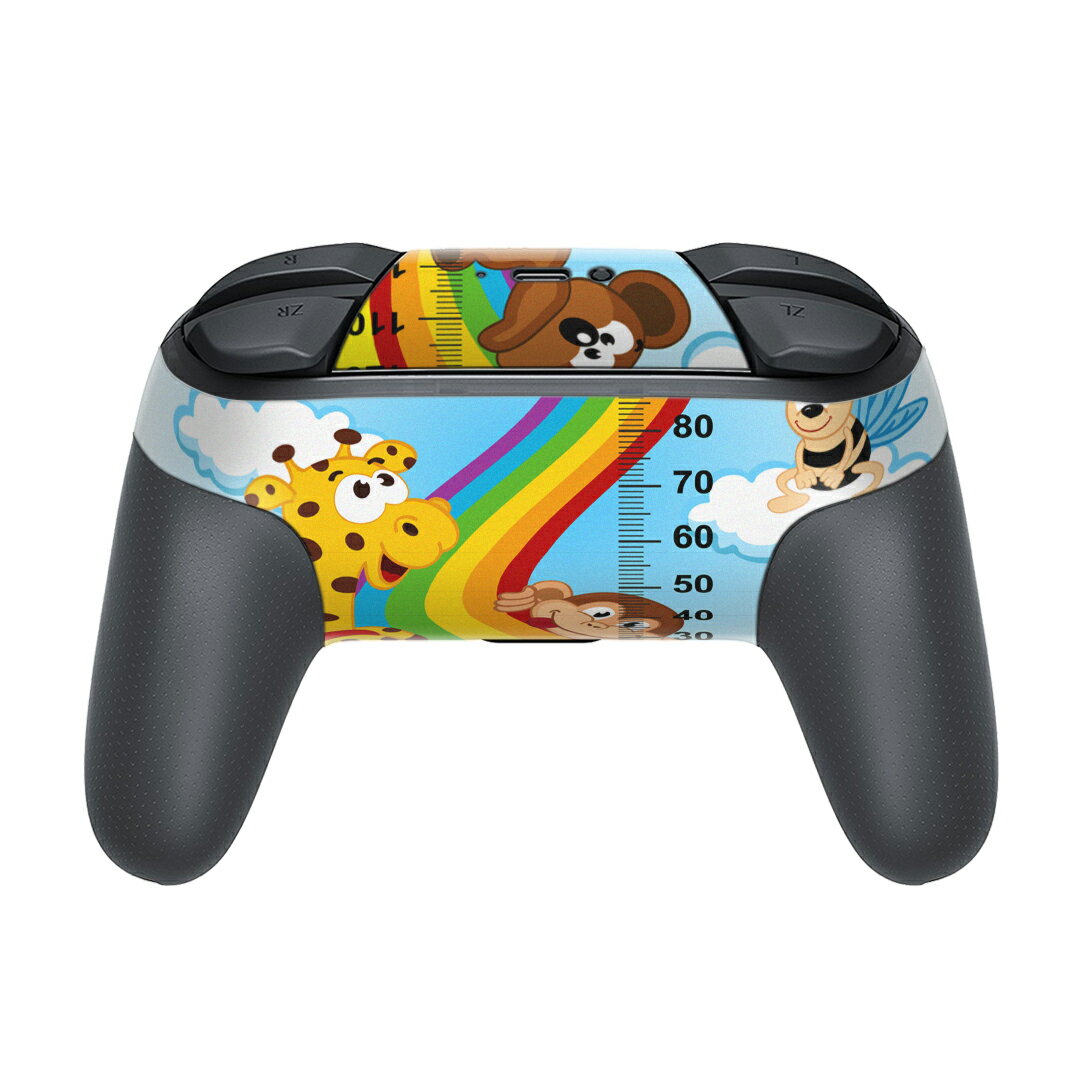 Nintendo Switch 用 PROコントローラ 専用 ニンテンドー スイッチ プロコン 専用 デザインスキンシール 全面セット カバー ケース 保護 フィルム ステッカー デコ アクセサリー 009386 動物　キャラクター　虹