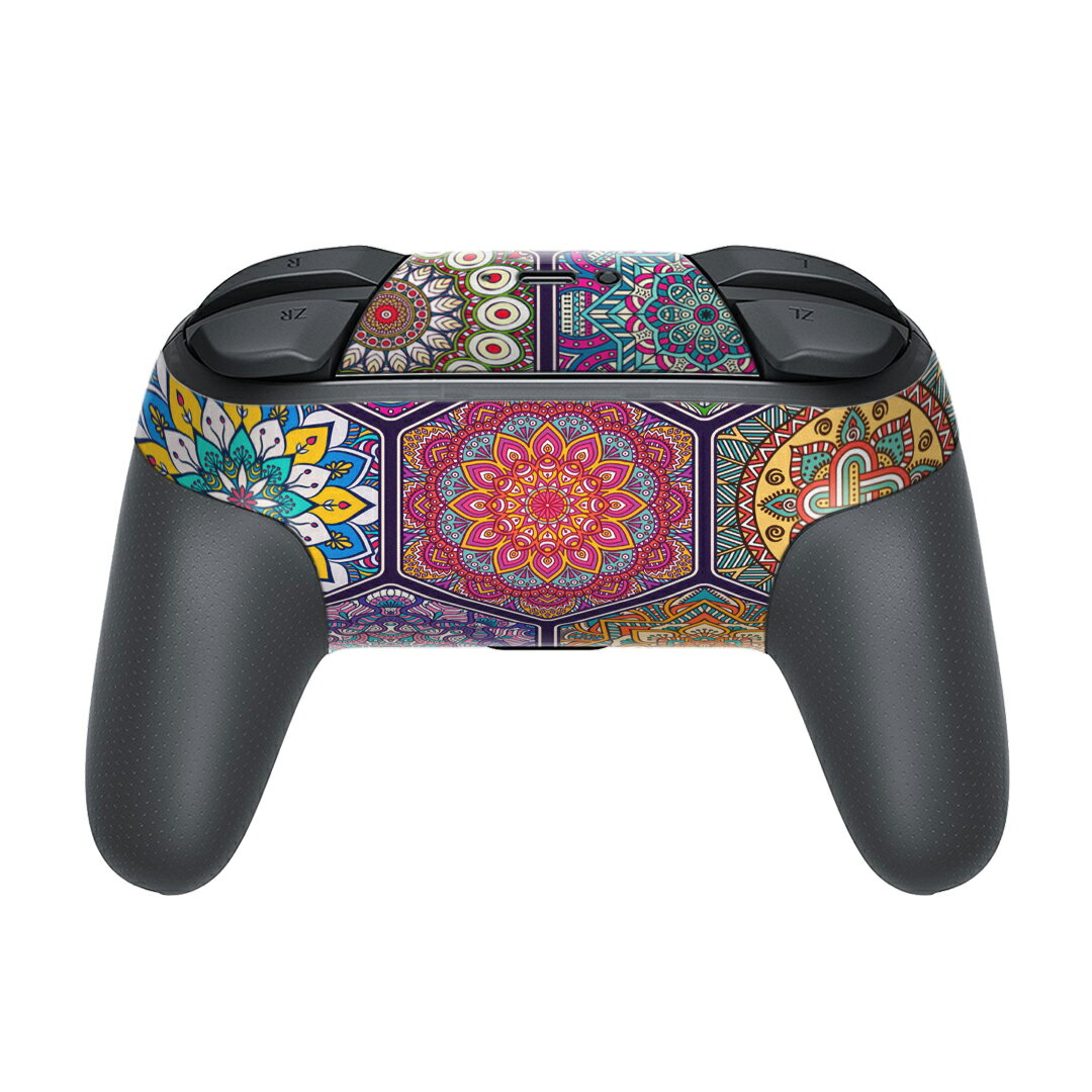 Nintendo Switch 用 PROコントローラ 専用 ニンテンドー スイッチ プロコン 専用 デザインスキンシール 全面セット カバー ケース 保護 フィルム ステッカー デコ アクセサリー 010131 アジアン　模様　カラフル