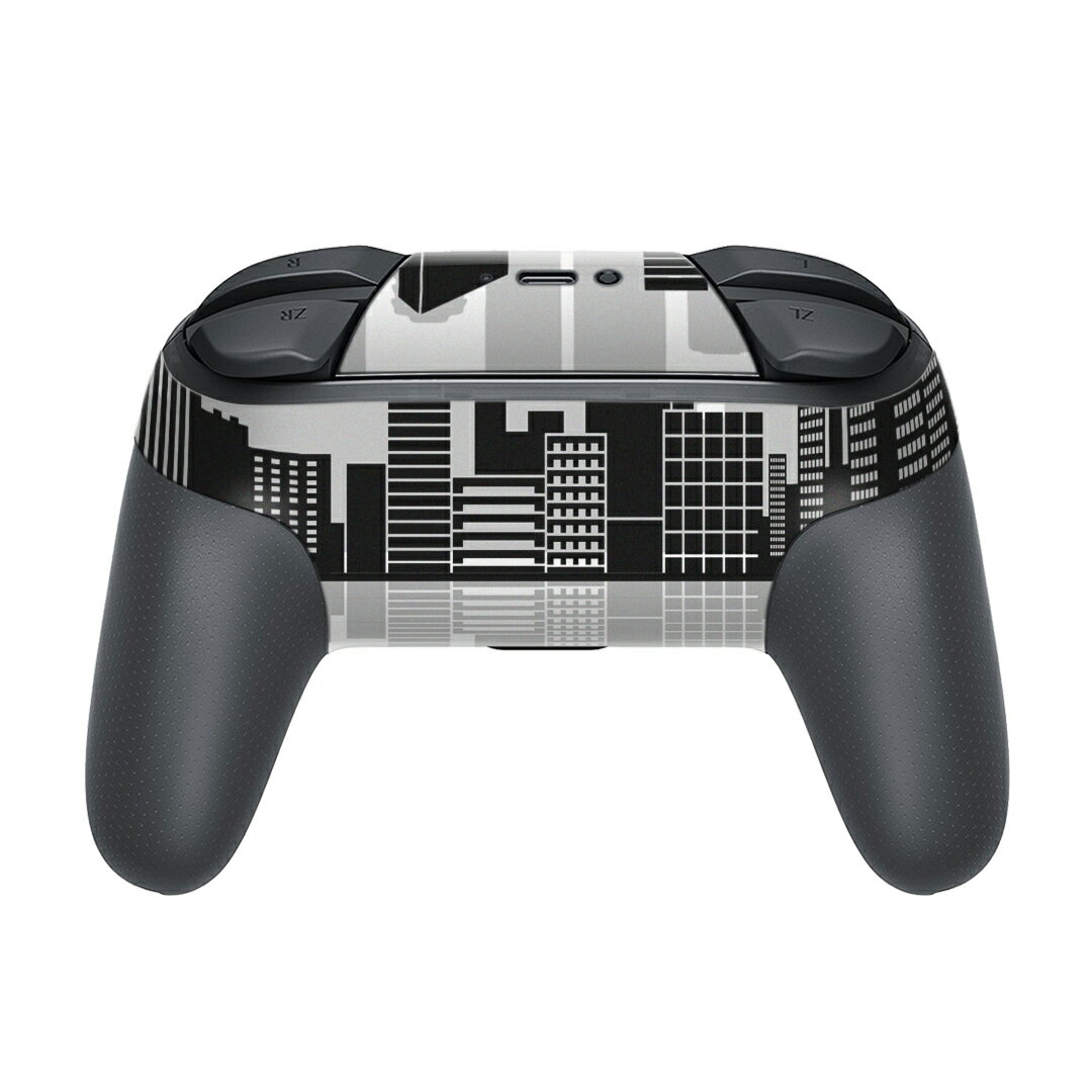 Nintendo Switch 用 PROコントローラ 専用 ニンテンドー スイッチ プロコン 専用 デザインスキンシール 全面セット カバー ケース 保護 フィルム ステッカー デコ アクセサリー 010954 風景　白　黒