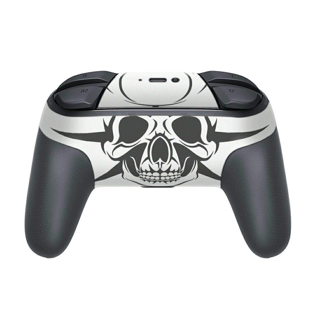Nintendo Switch 用 PROコントローラ 専用 ニンテンドー スイッチ プロコン 専用 デザインスキンシール 全面セット カバー ケース 保護 フィルム ステッカー デコ アクセサリー 011671 骸骨　ドクロ　白黒