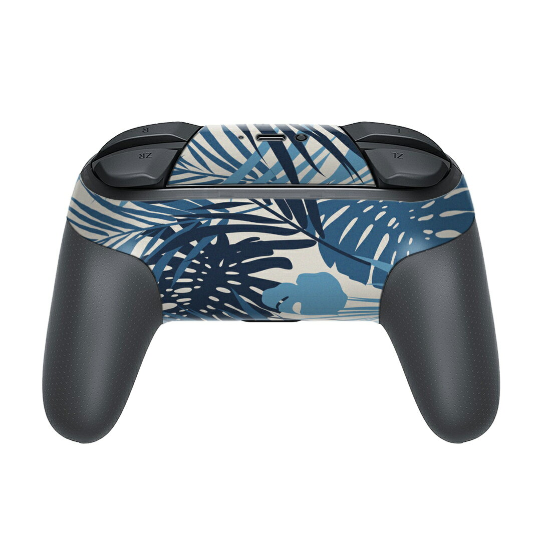 Nintendo Switch 用 PROコントローラ 専用 ニンテンドー スイッチ プロコン 専用 デザインスキンシール 全面セット カバー ケース 保護 フィルム ステッカー デコ アクセサリー 012087 植物　青　夏