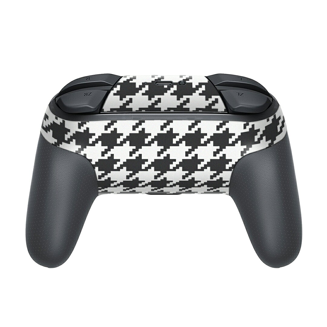 スマコレのNintendo Switch 用 PROコントローラ 専用 ニンテンドー スイッチ プロコン 専用 デザインスキンシール 全面セット カバー ケース 保護 フィルム ステッカー デコ アクセサリー 012433 千鳥　柄　モノトーン｜アングル2