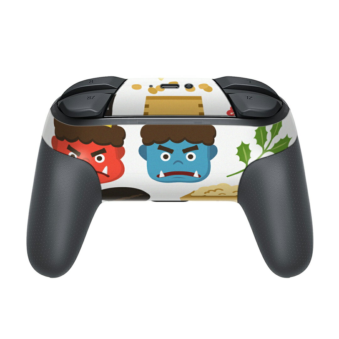 Nintendo Switch 用 PROコントローラ 専用 ニンテンドー スイッチ プロコン 専用 デザインスキンシール 全面セット カバー ケース 保護 フィルム ステッカー デコ アクセサリー 012872 節分　鬼　豆