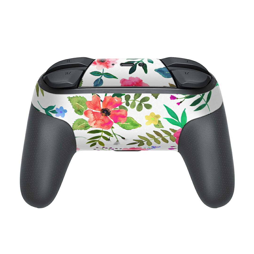 スマコレのNintendo Switch 用 PROコントローラ 専用 ニンテンドー スイッチ プロコン 専用 デザインスキンシール 全面セット カバー ケース 保護 フィルム ステッカー デコ アクセサリー 013494 花　花柄　カラフル｜アングル2